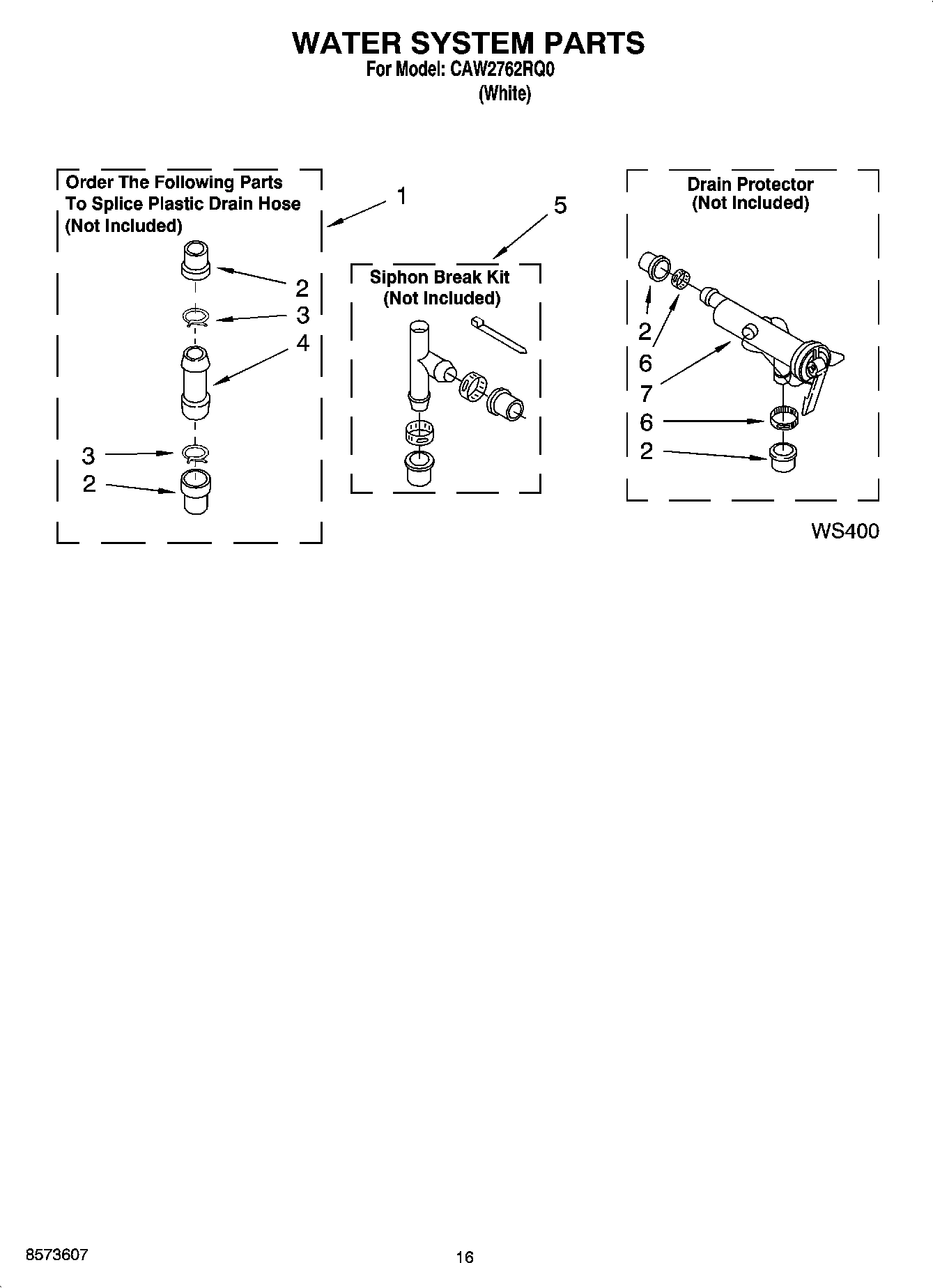 11 - WATER SYSTEM PARTS, OPTIONAL PARTS (NOT INCLUDED)