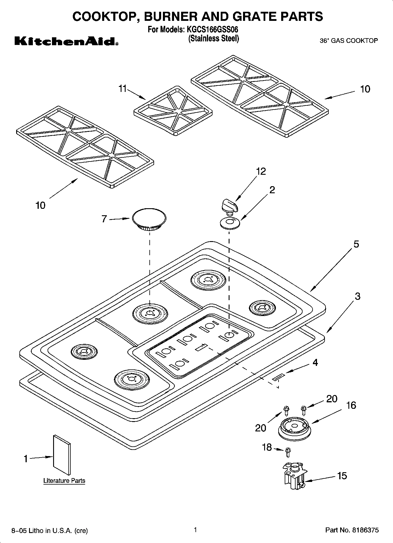 01 - COOKTOP, BURNER AND GRATE PARTS