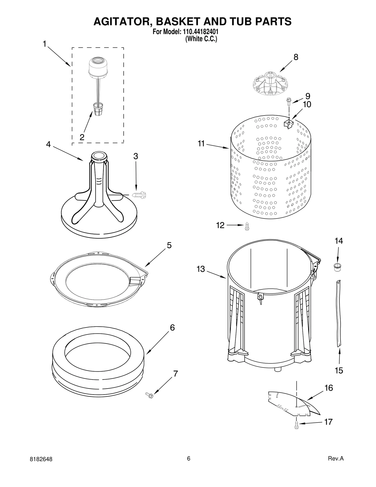 AGITATOR, BASKET AND TUB PARTS