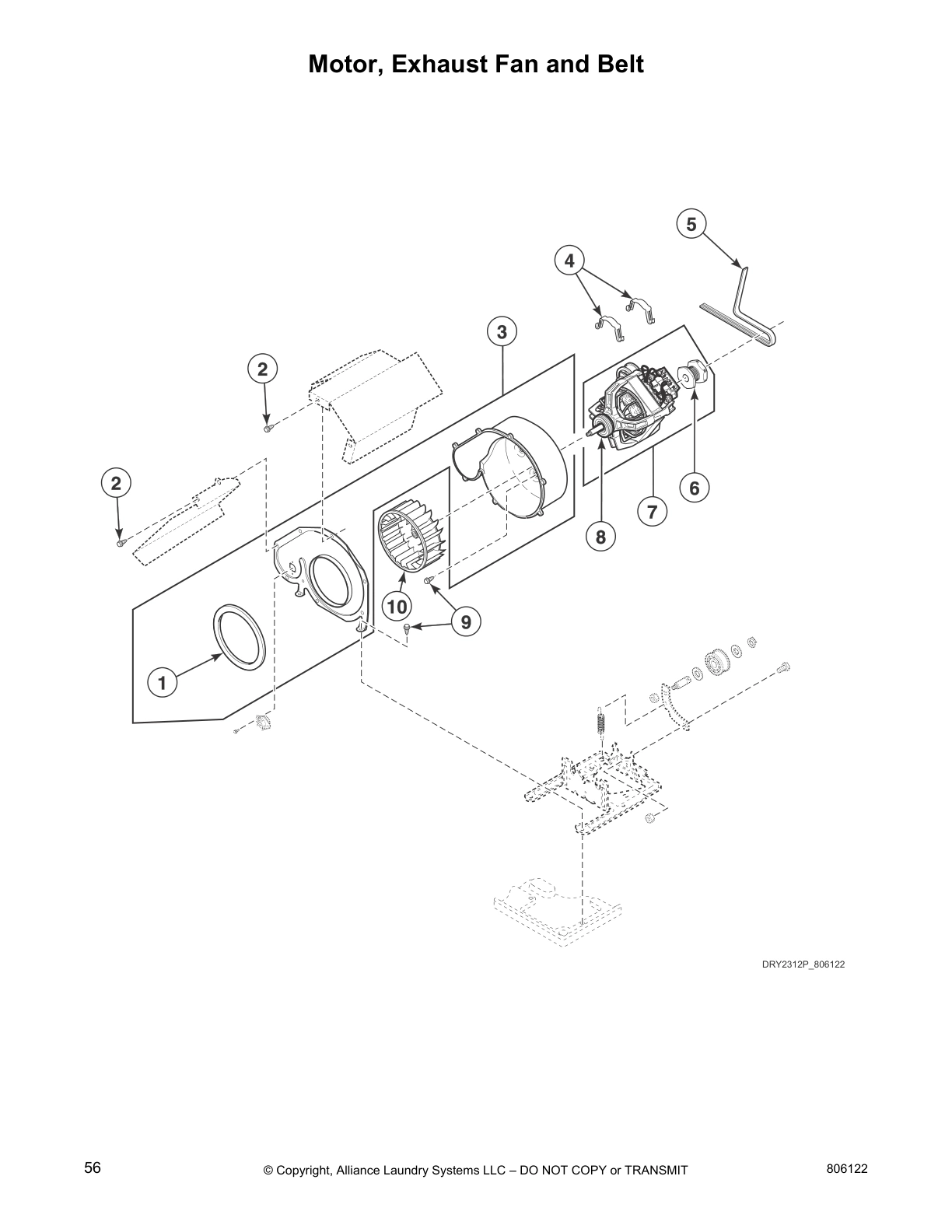 Motor, Exhaust Fan and Belt