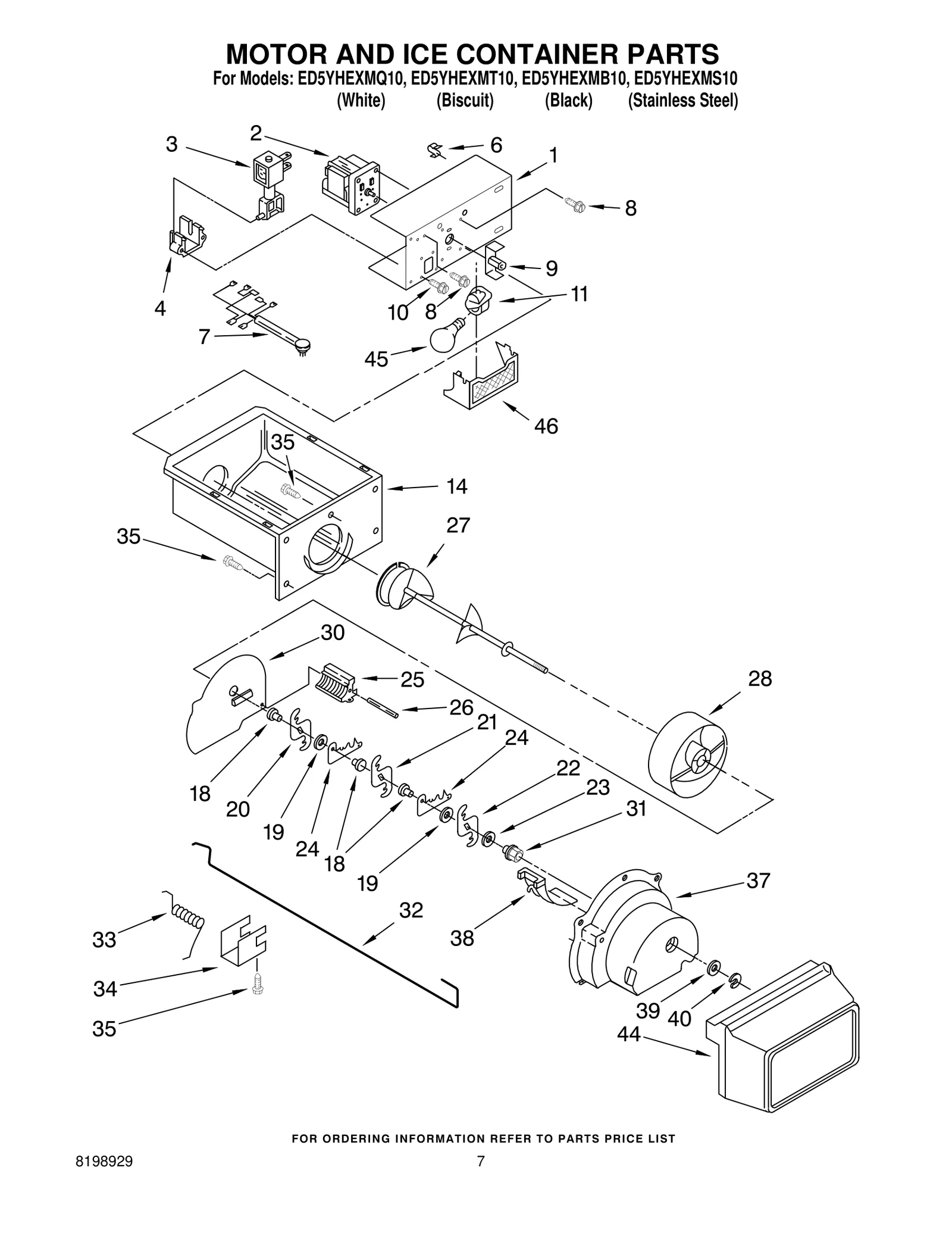 MOTOR AND ICE CONTAINER PARTS
