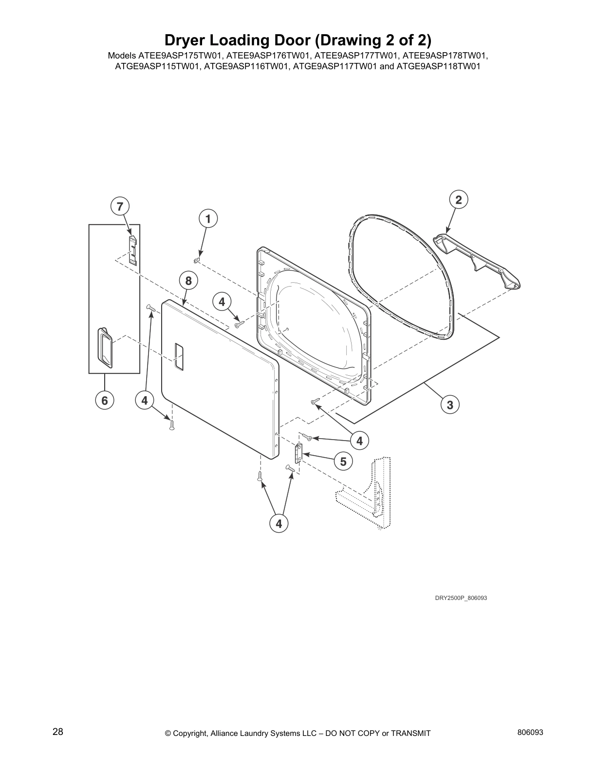 Dryer Loading Door (Drawing 2 of 2)