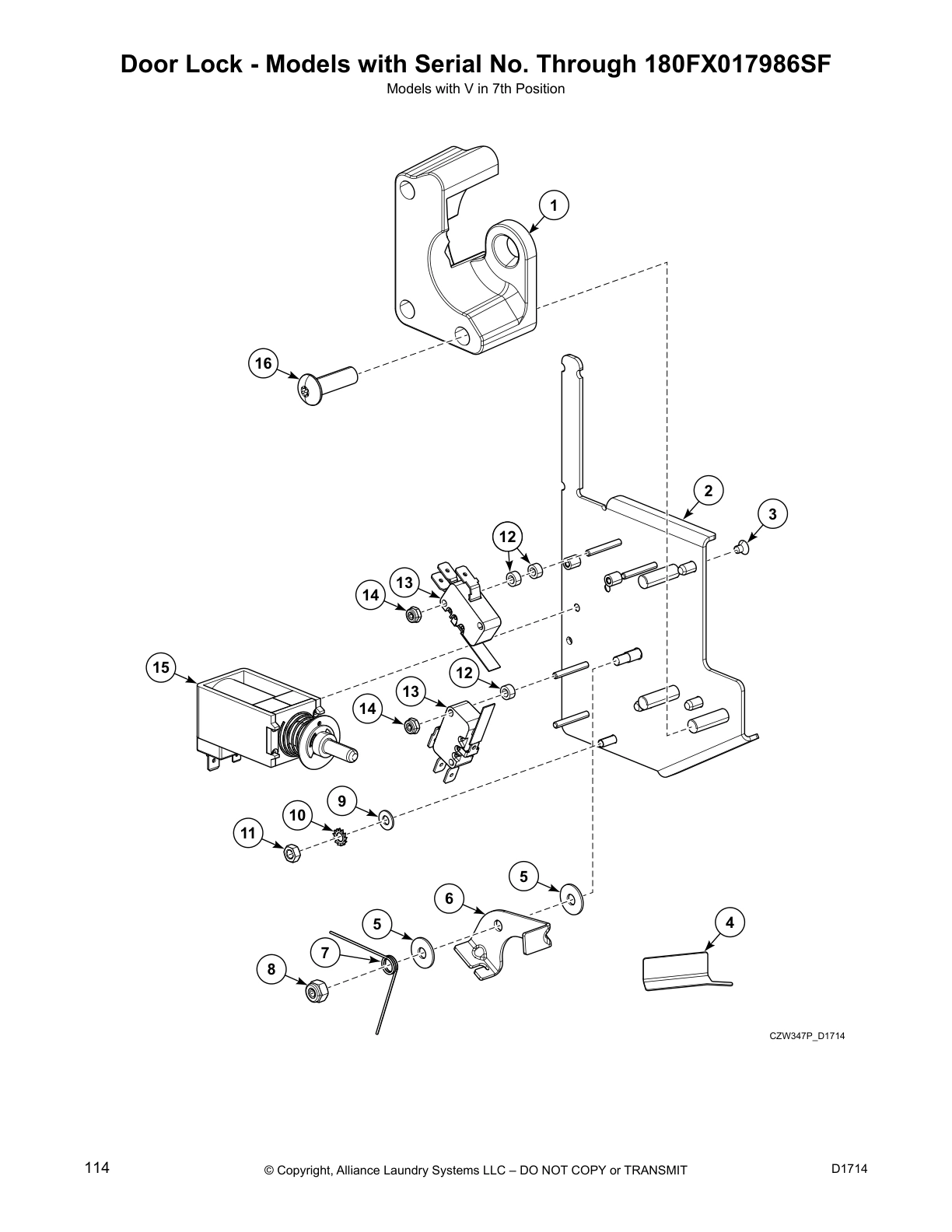 Door Lock - Models with Serial No. Through 180FX017986SF