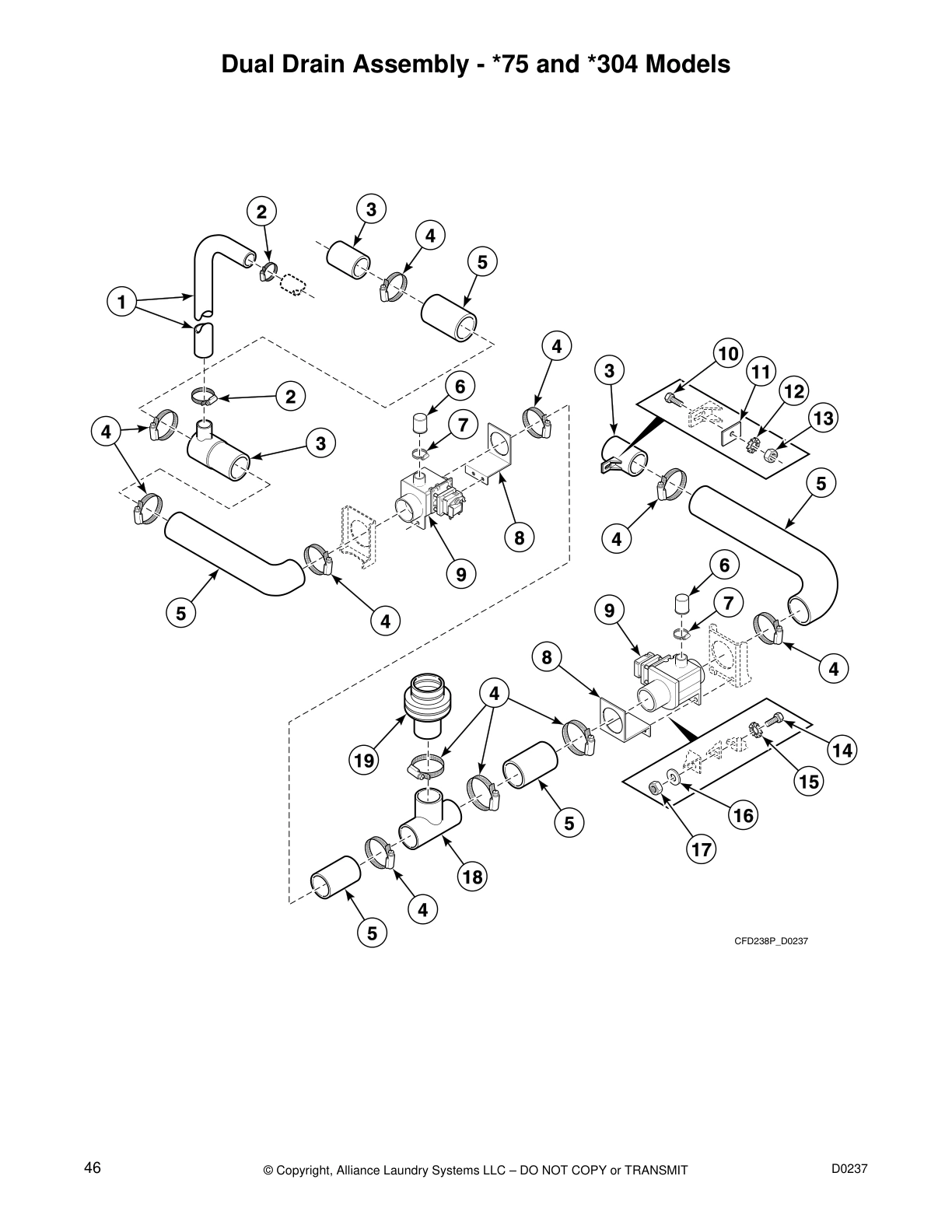 Dual Drain Assembly - *75 and *304 Models