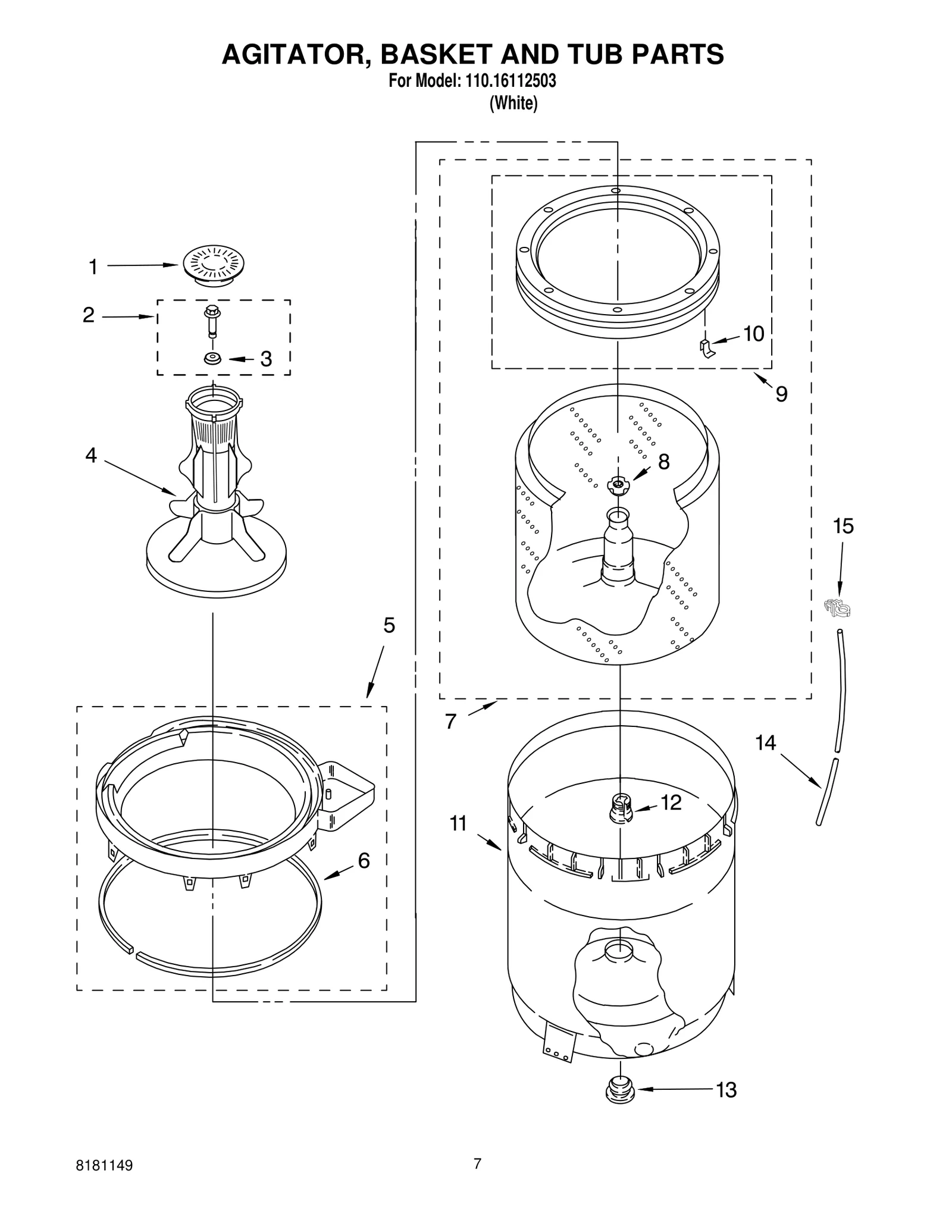 AGITATOR, BASKET AND TUB PARTS