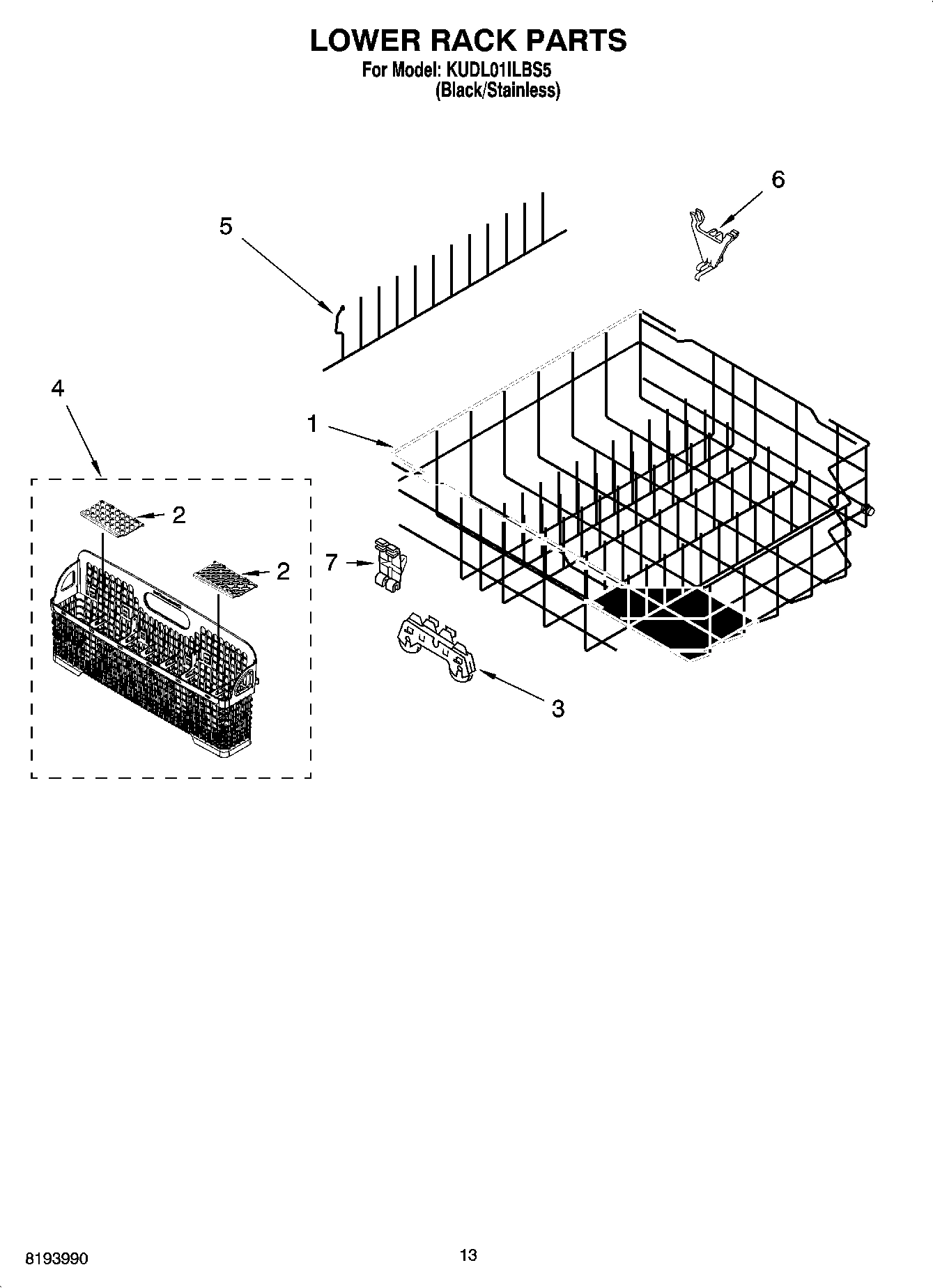 11 - LOWER RACK PARTS, OPTIONAL PARTS (NOT INCLUDED)