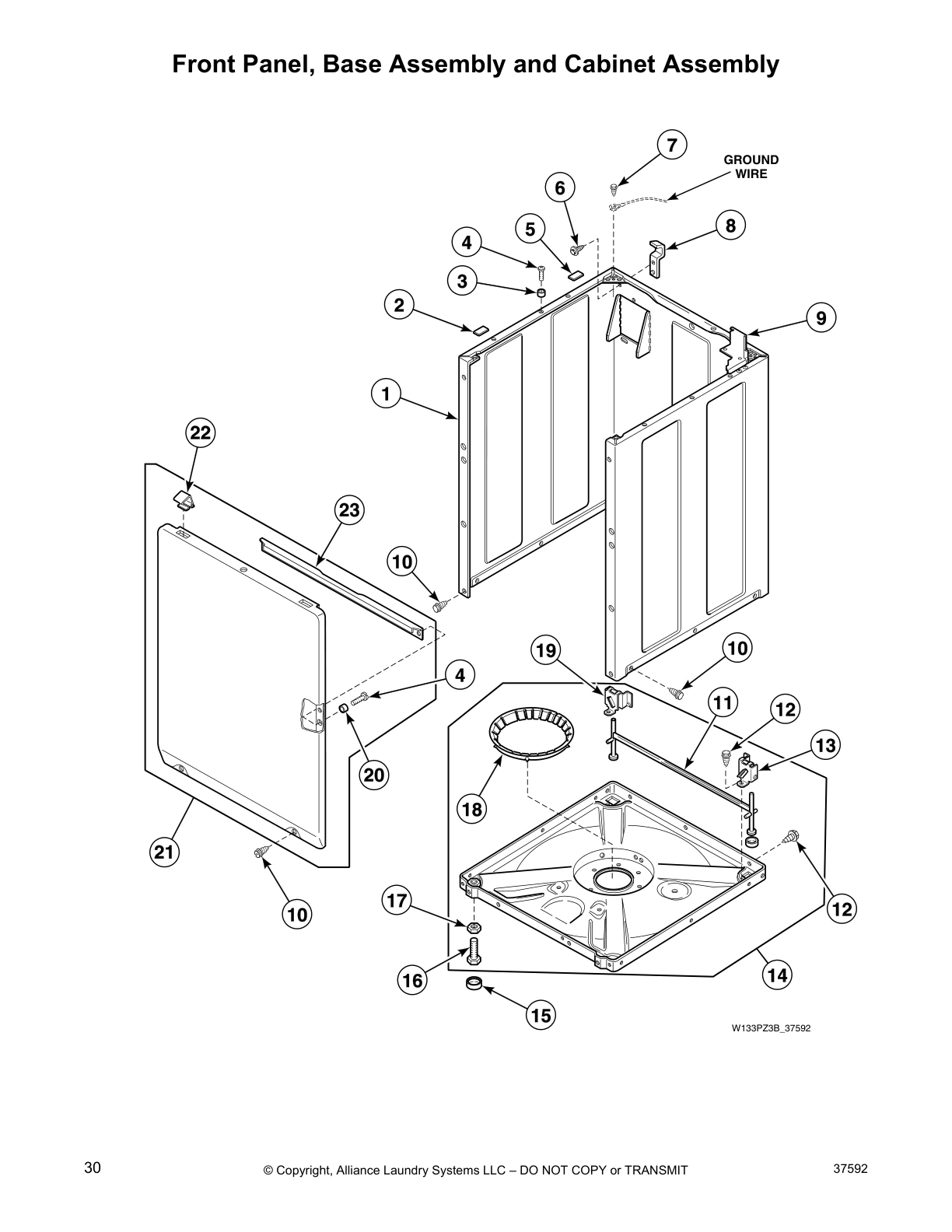 Front Panel, Base Assembly and Cabinet Assembly