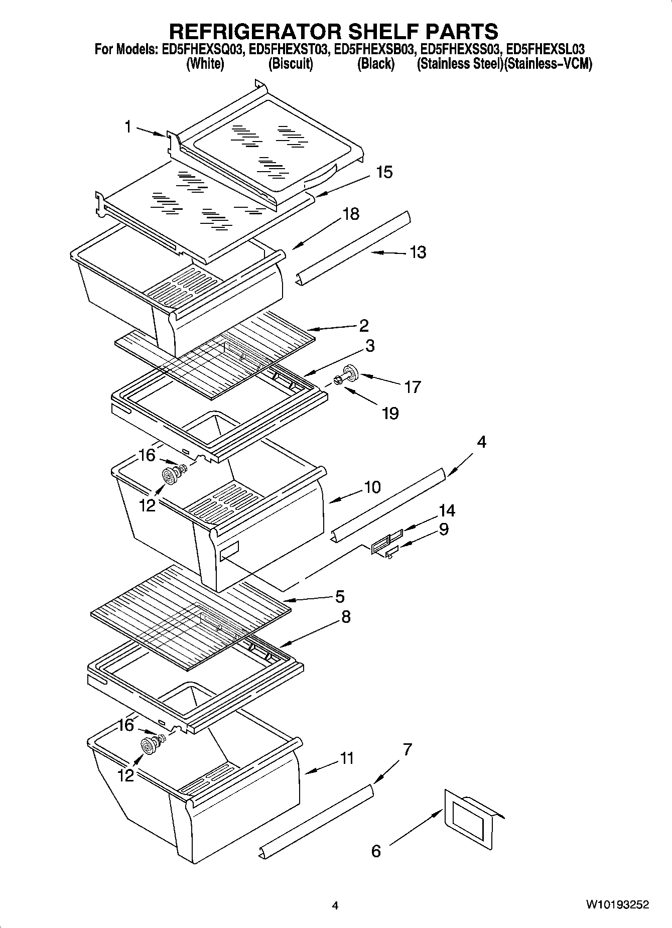 03 - REFRIGERATOR SHELF PARTS
