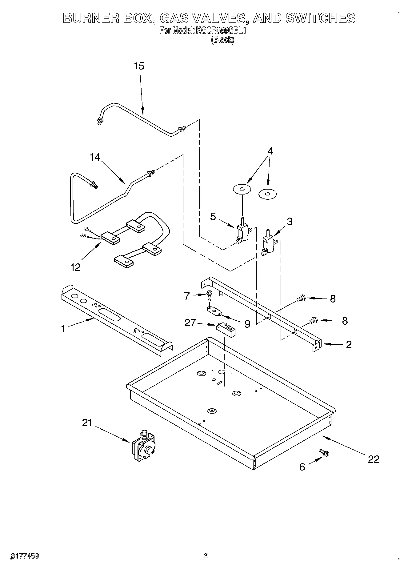 02 - BURNER BOX, GAS VALVES, AND SWITCHES