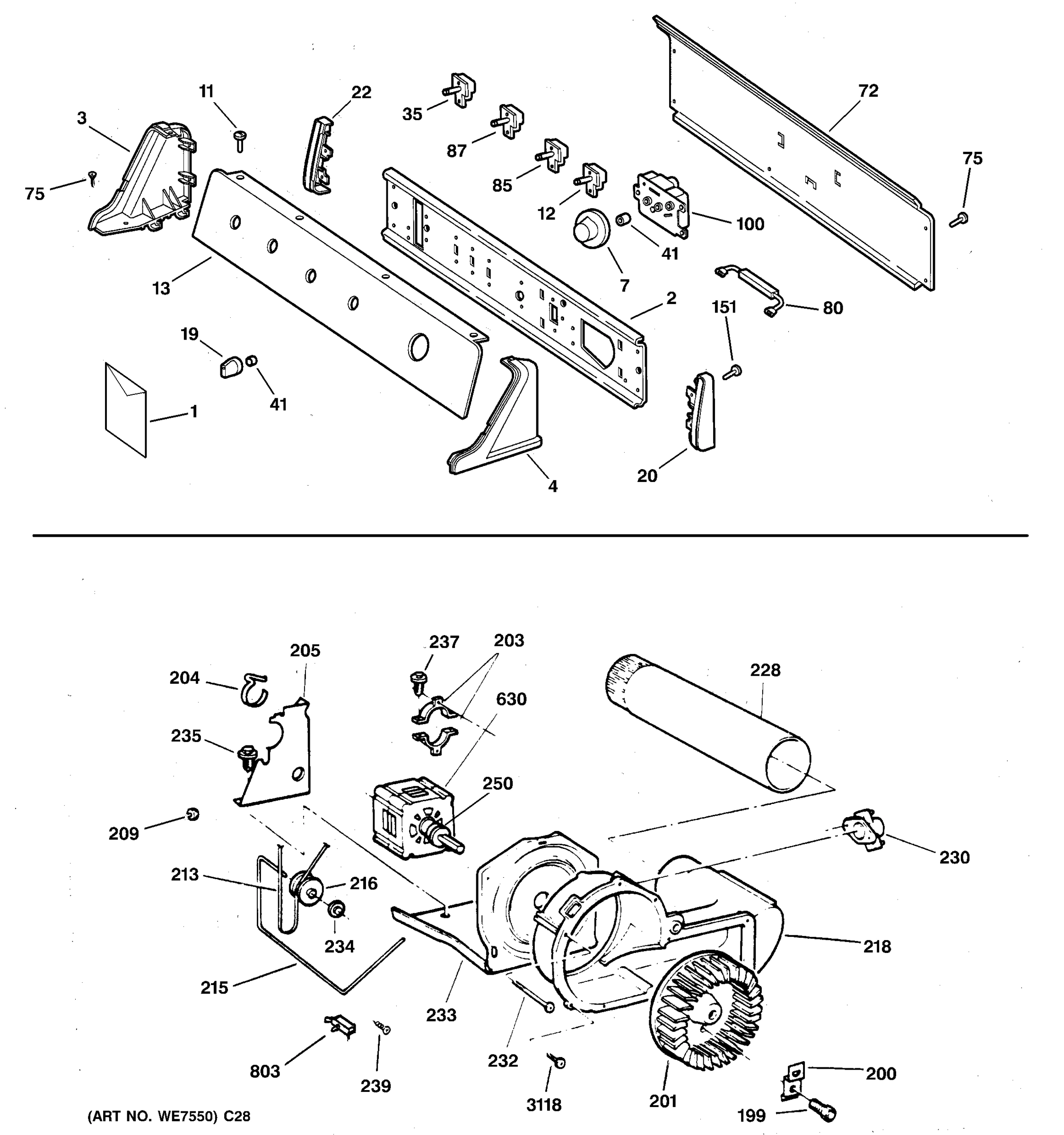 BACKSPLASH, BLOWER & MOTOR ASSEMBLY