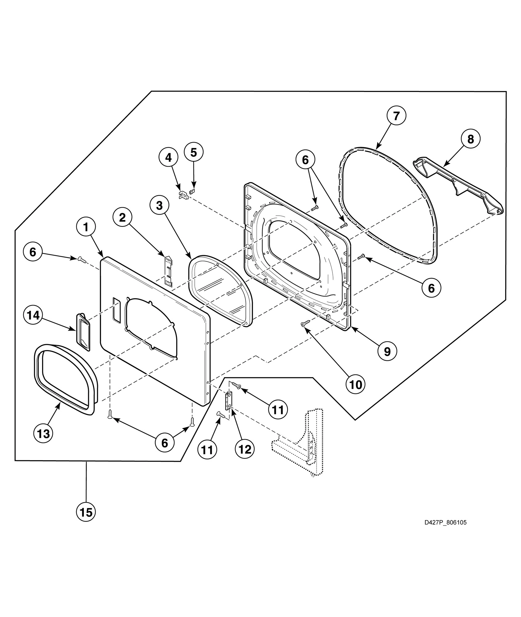 Dryer Door With Window (Drawing 2 of 2)