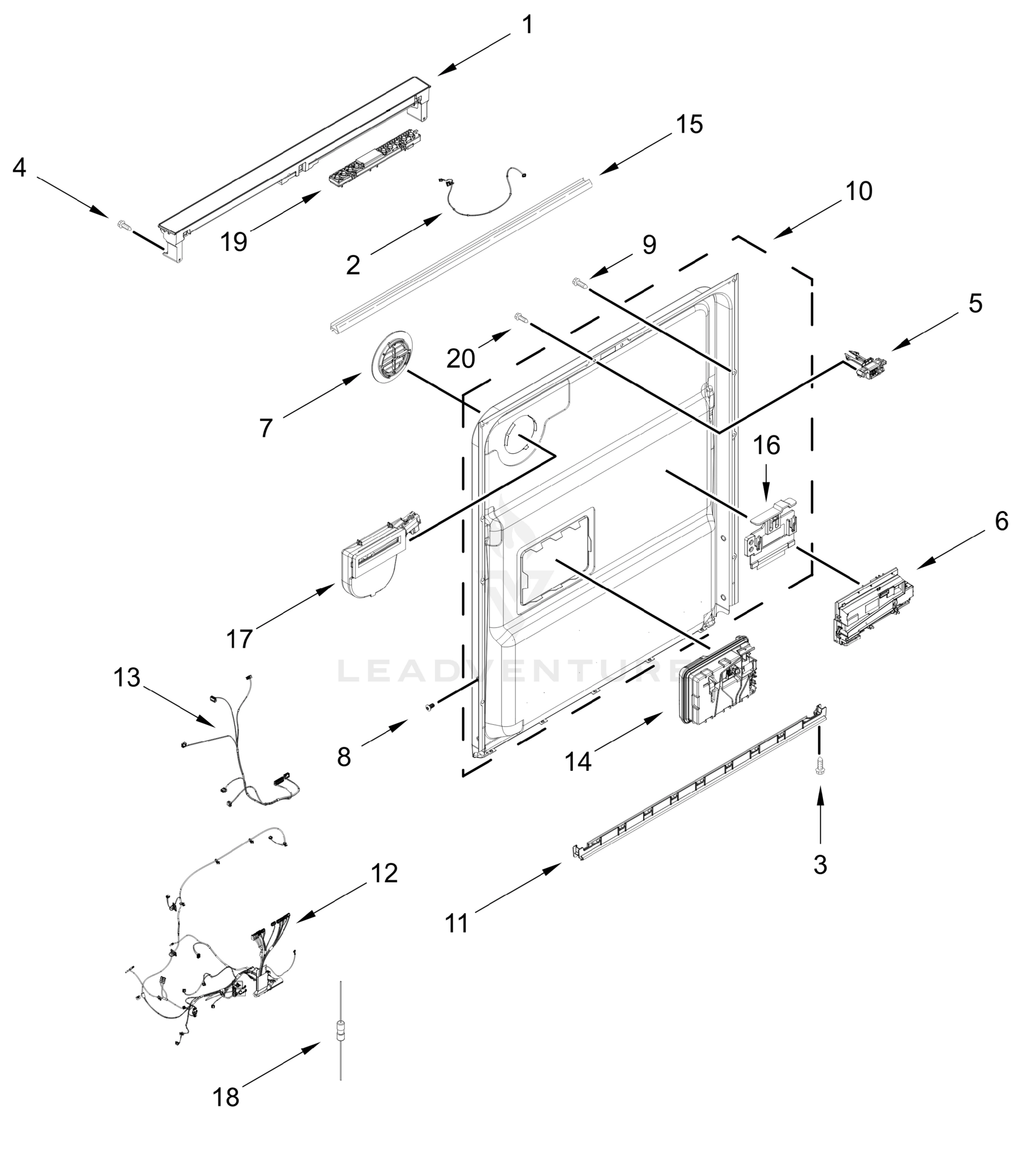 CONTROL PANEL AND INNER DOOR PARTS