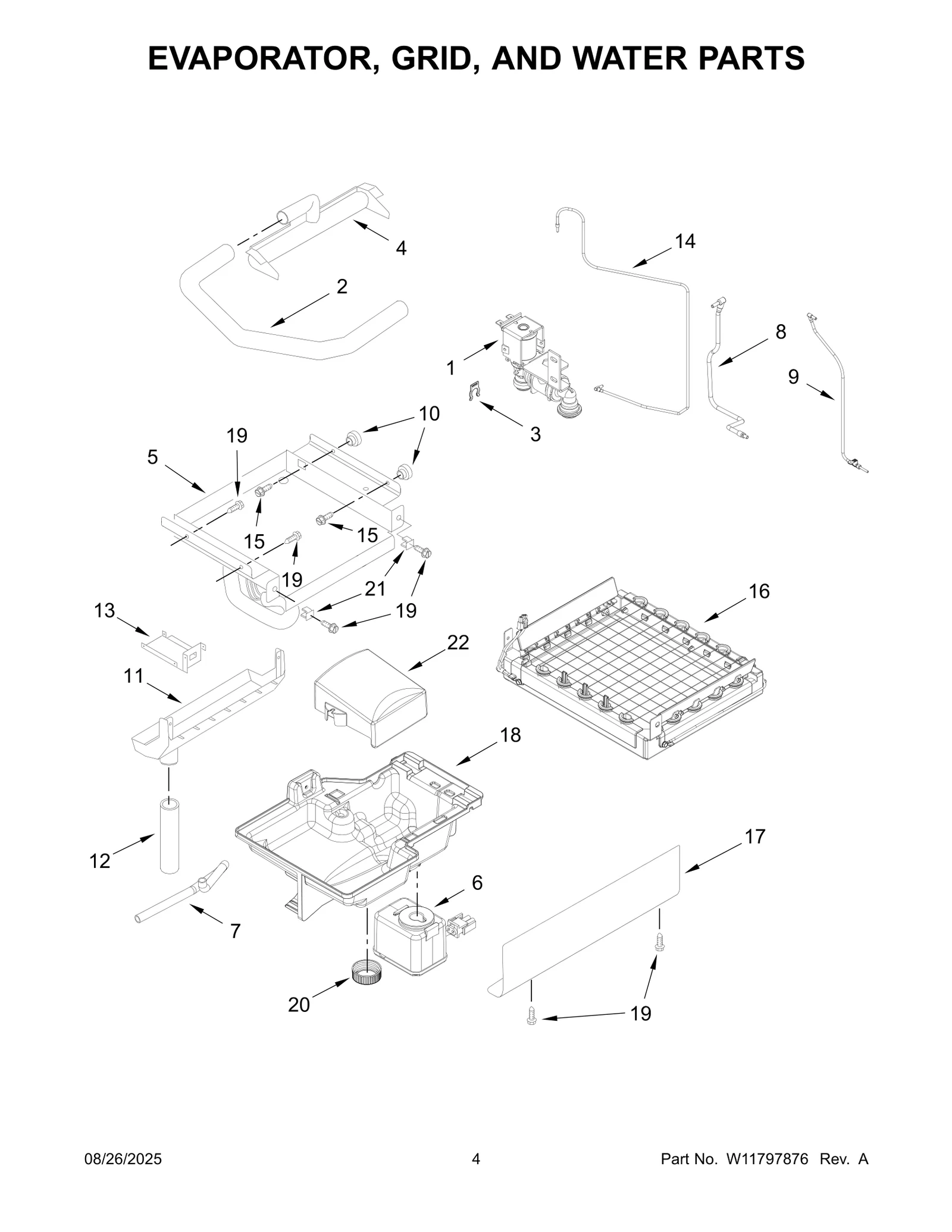 EVAPORATOR, GRID, AND WATER PARTS