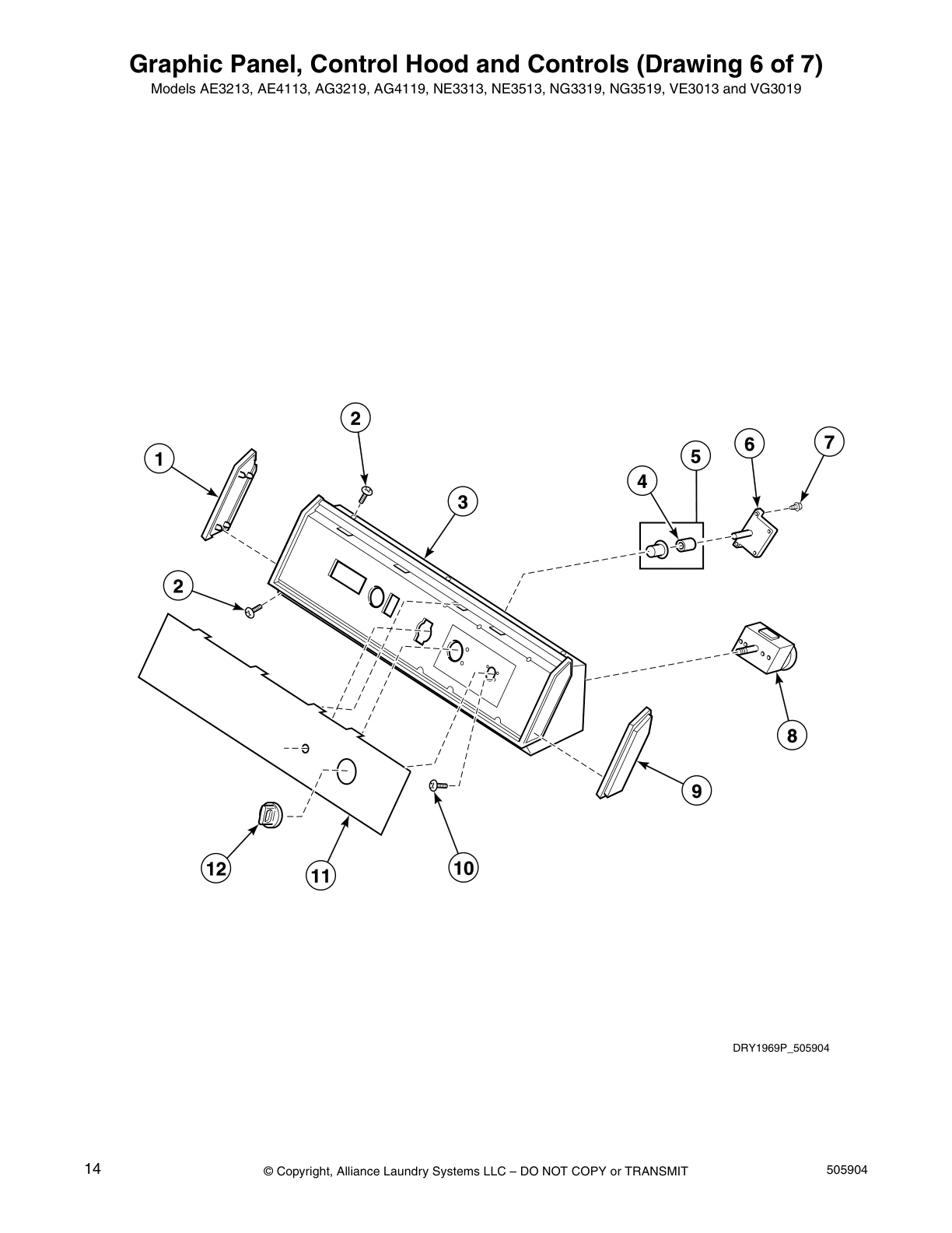 Graphic Panel, Control Hood and Controls (Drawing 6 of 7)