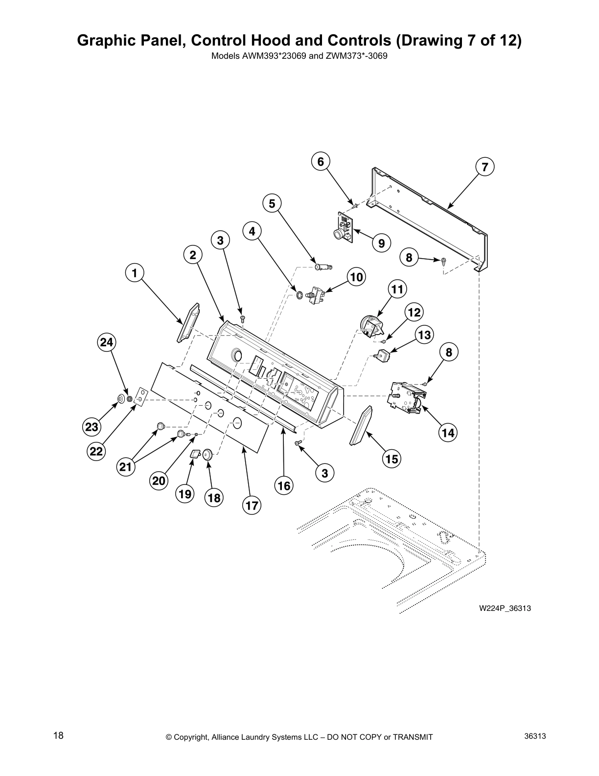 Graphic Panel, Control Hood and Controls (Drawing 7 of 12)