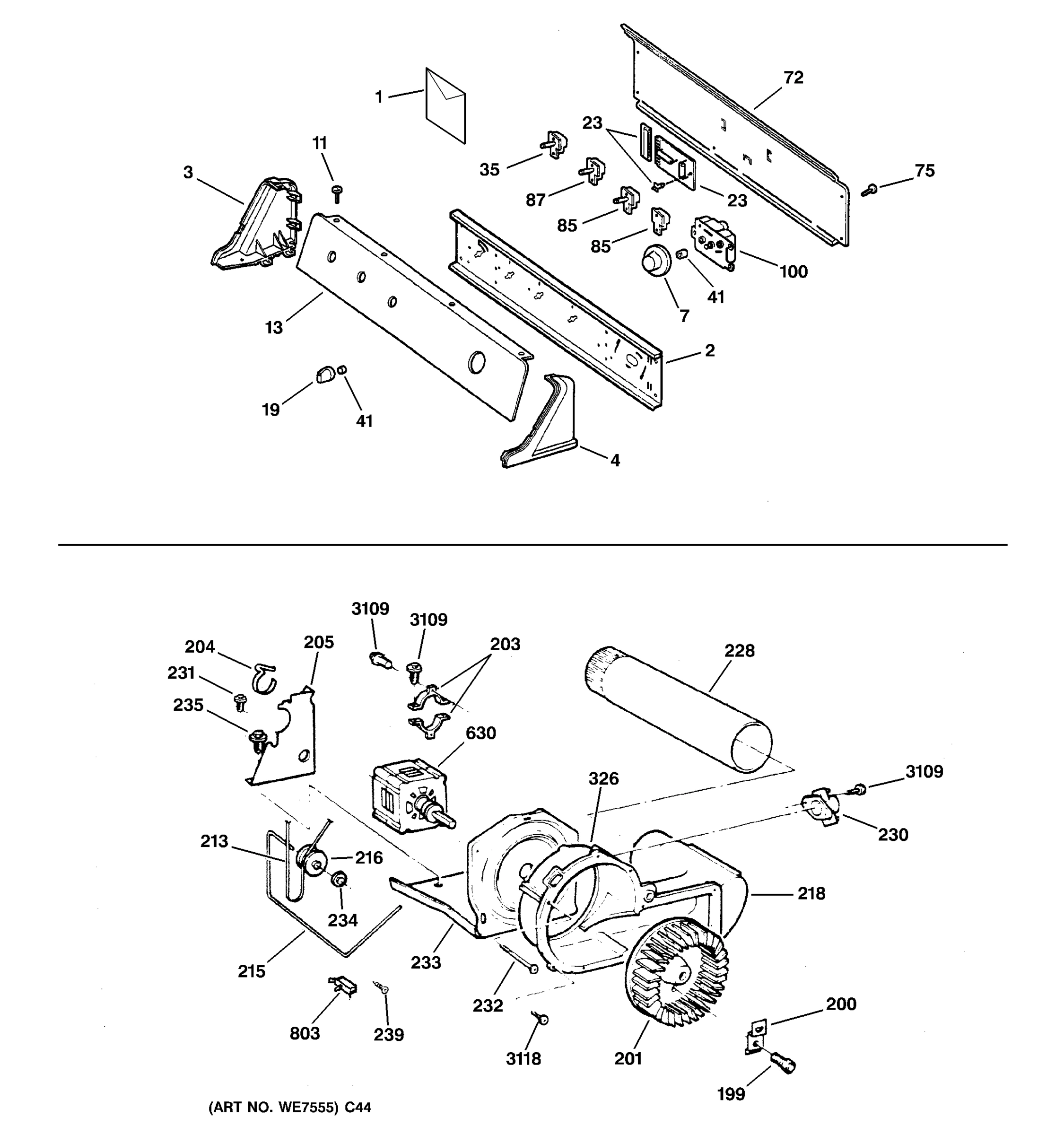 BACKSPLASH, BLOWER & MOTOR ASSEMBLY