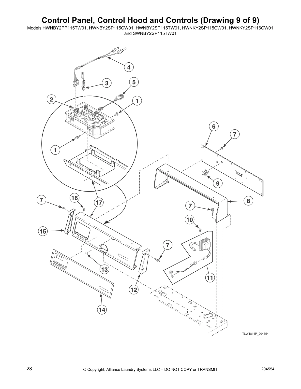 Control Panel, Control Hood and Controls (Drawing 9 of 9)