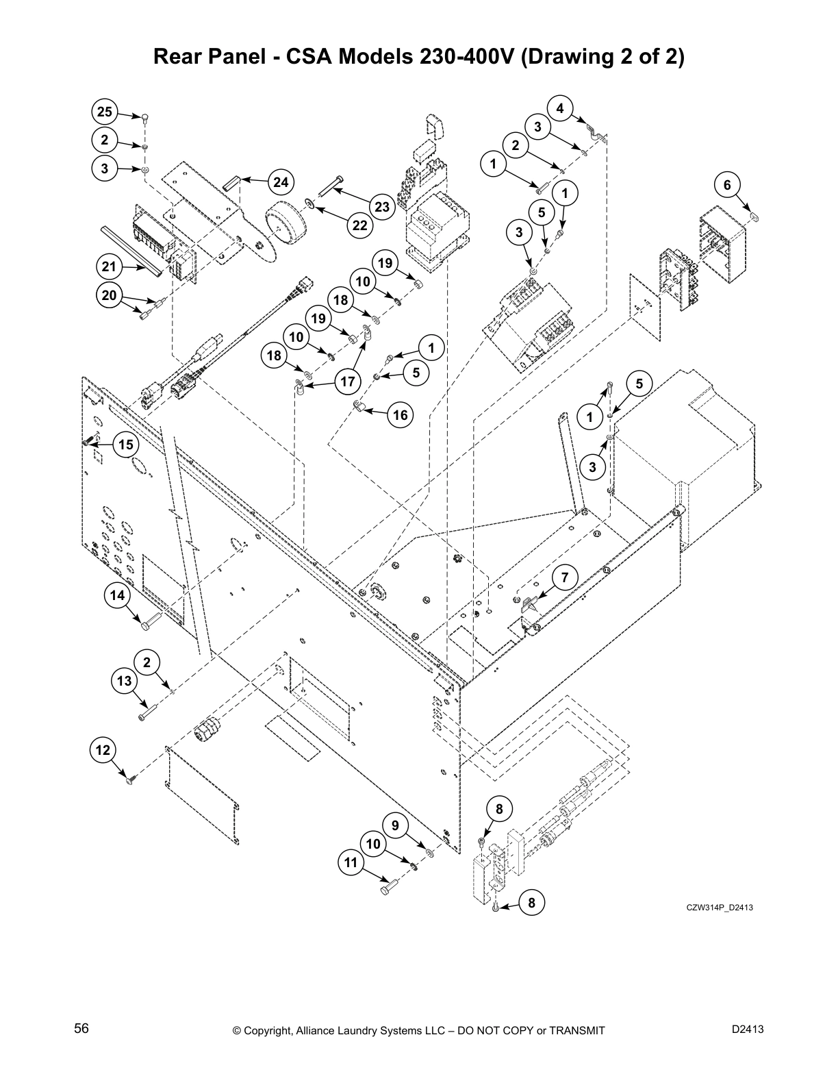 Rear Panel - CSA Models 230-400V (Drawing 2 of 2)