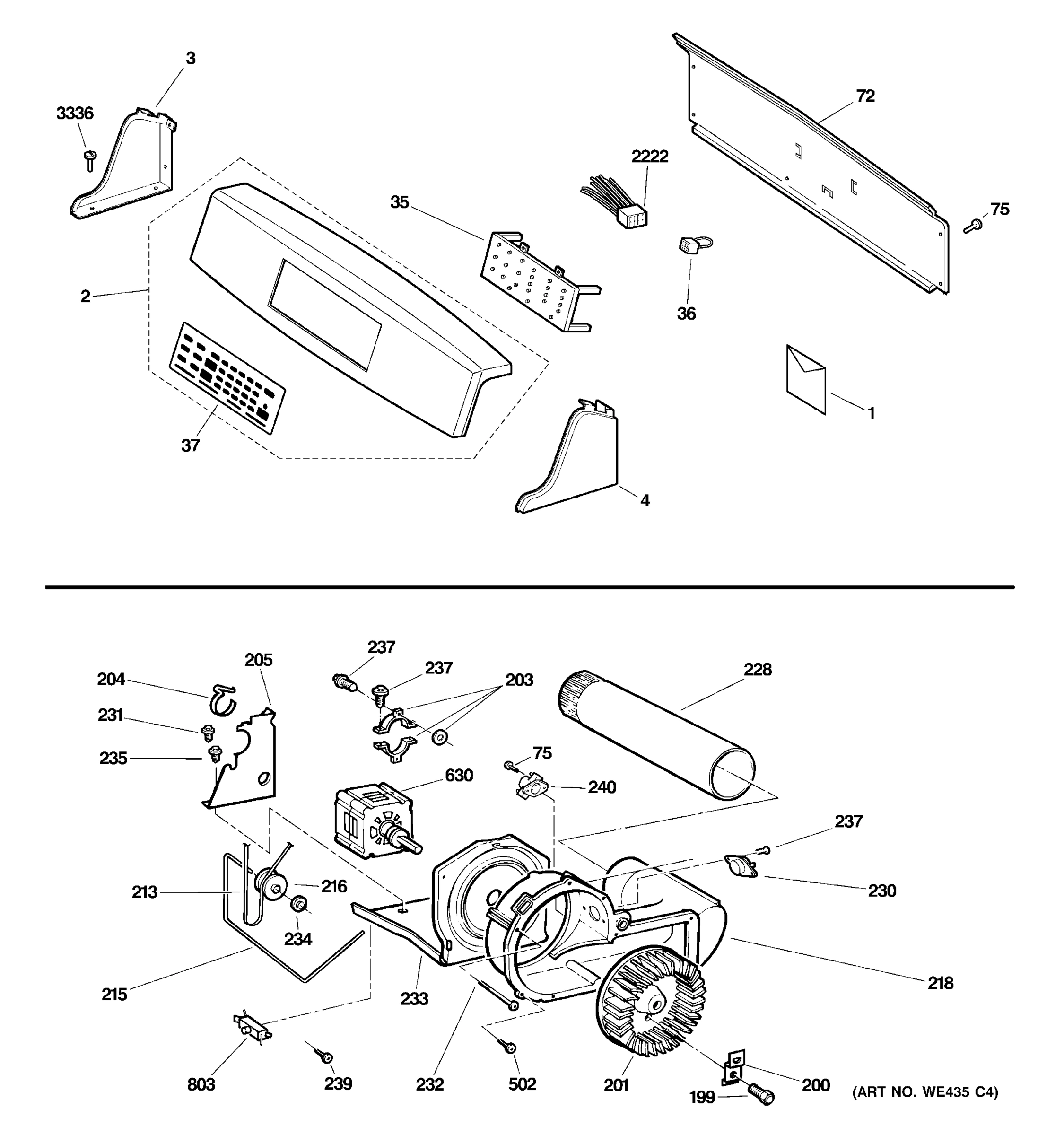 BACKSPLASH, BLOWER & MOTOR ASSEMBLY