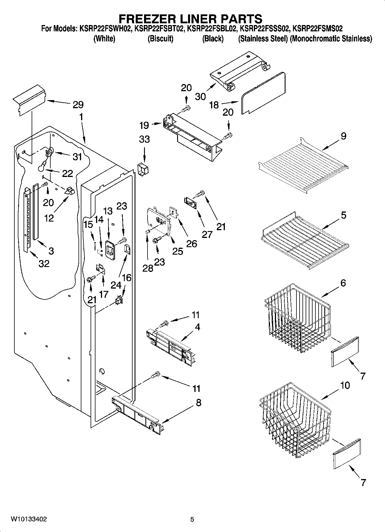 04 - FREEZER LINER PARTS