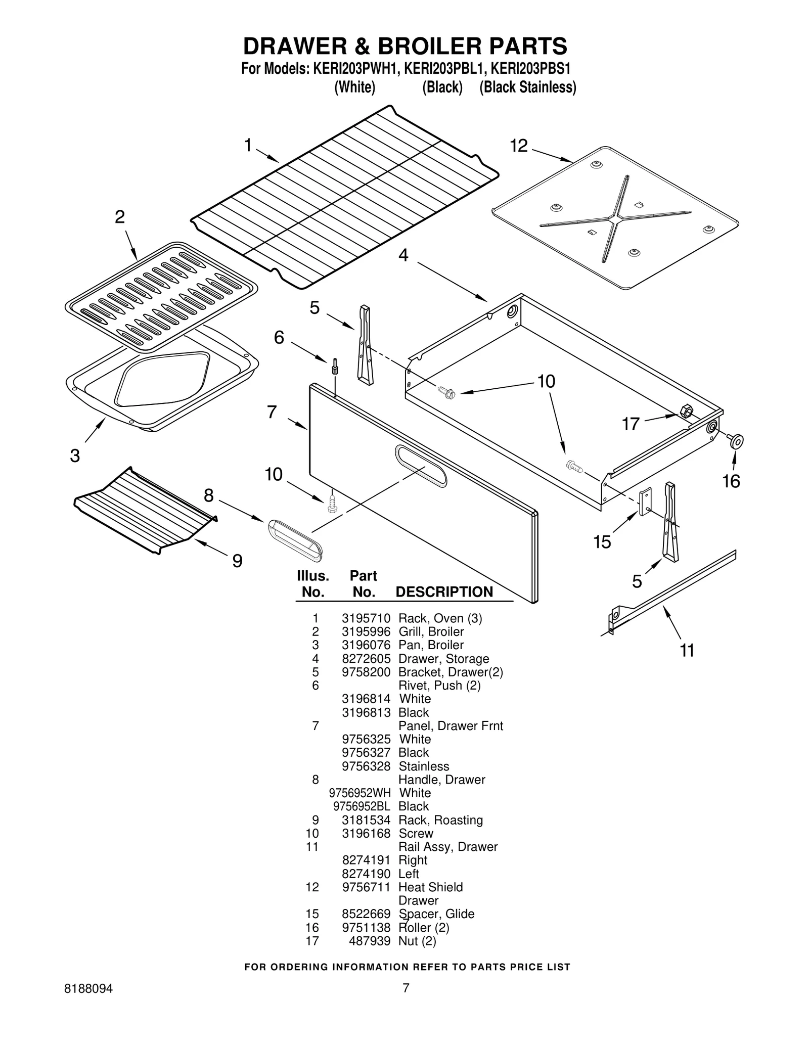 DRAWER & BROILER PARTS