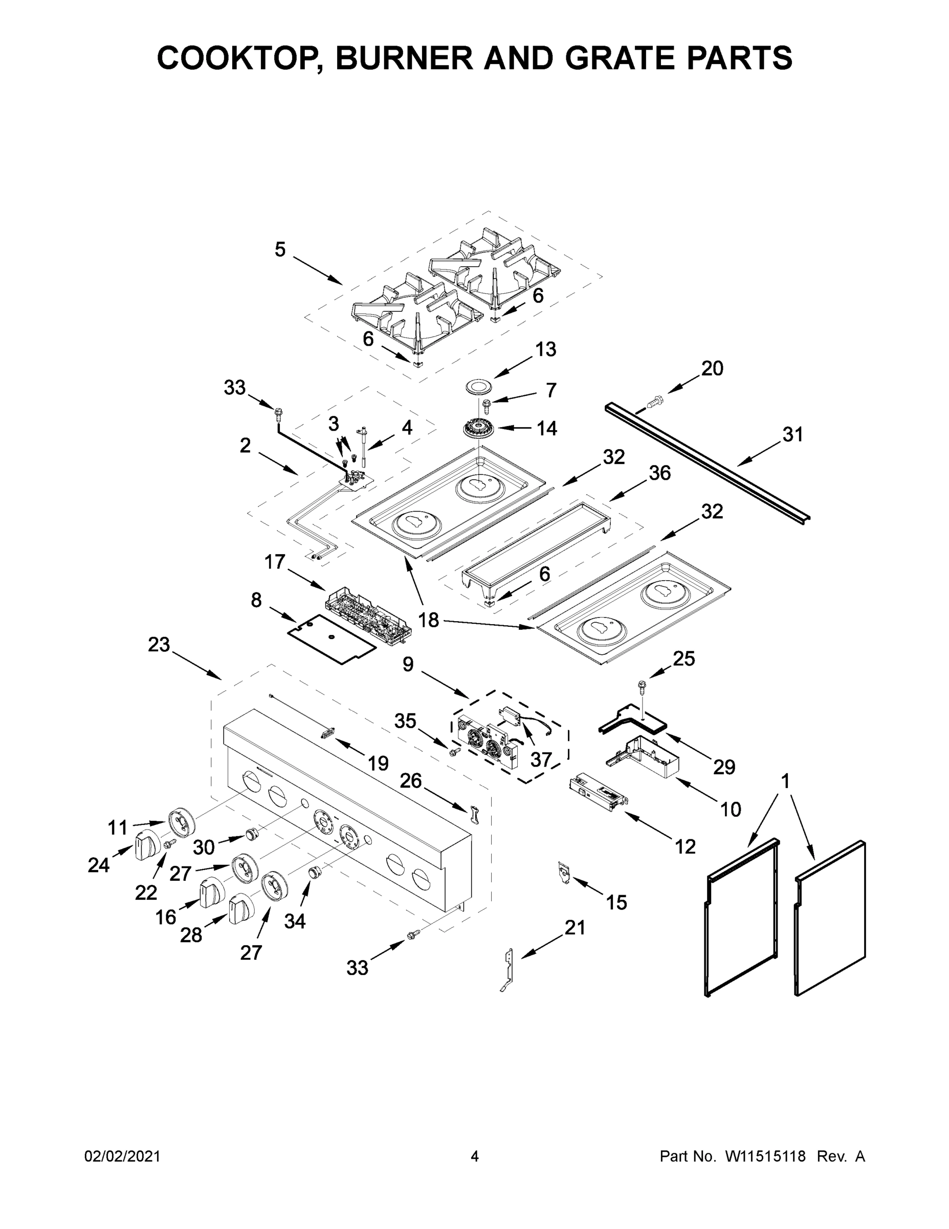 03 - COOKTOP, BURNER AND GRATE PARTS