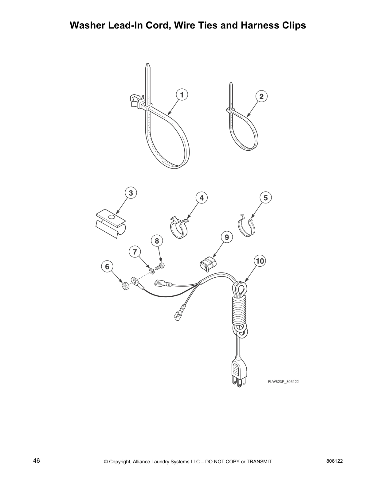 Washer Lead-In Cord, Wire Ties and Harness Clips