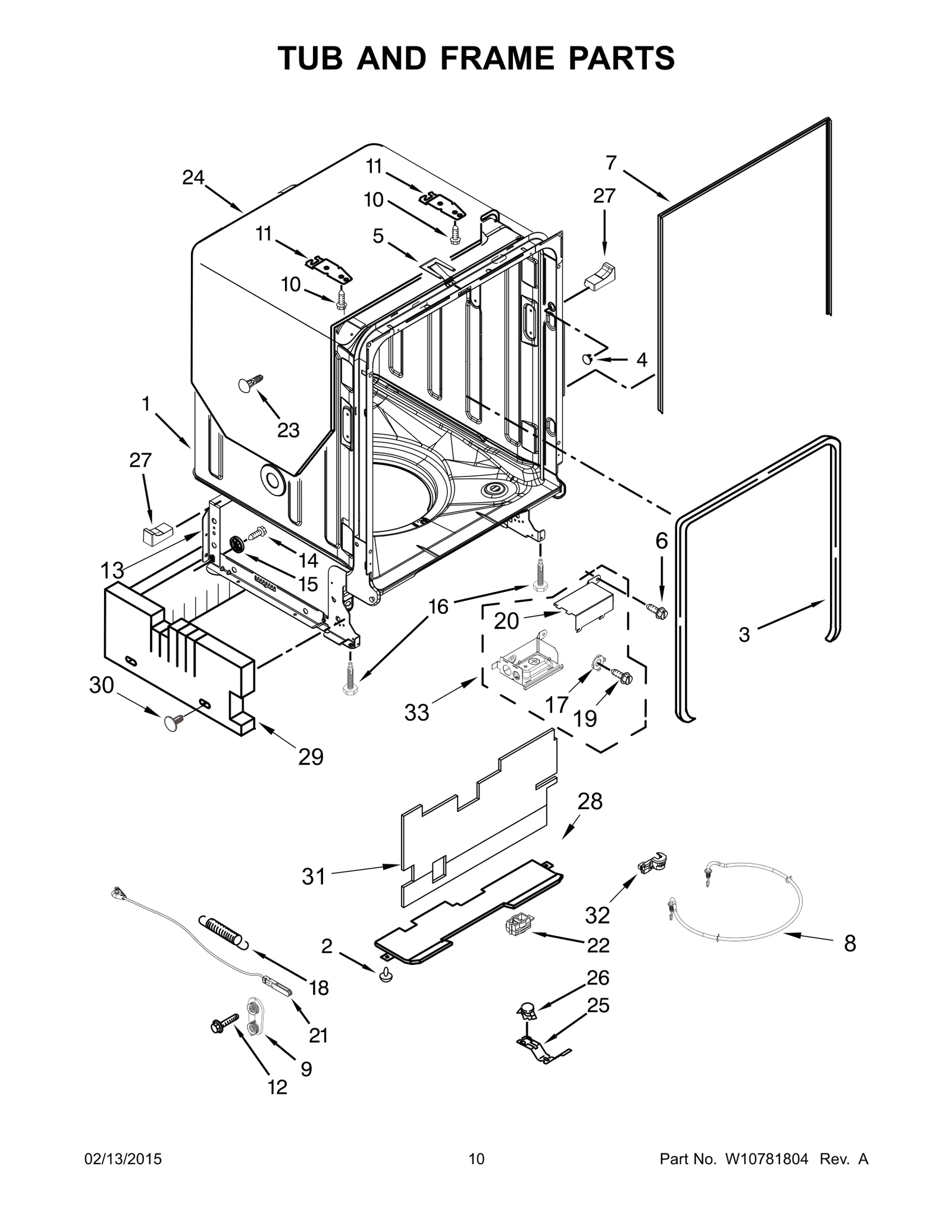 TUB AND FRAME PARTS