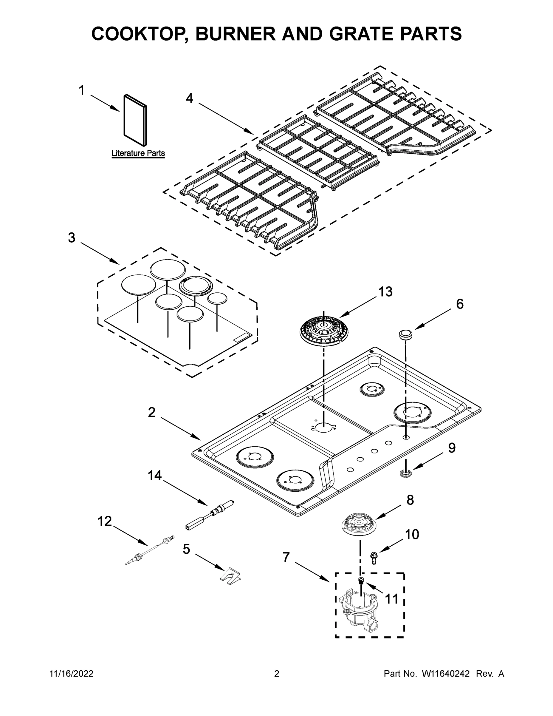 02 - COOKTOP, BURNER AND GRATE PARTS
