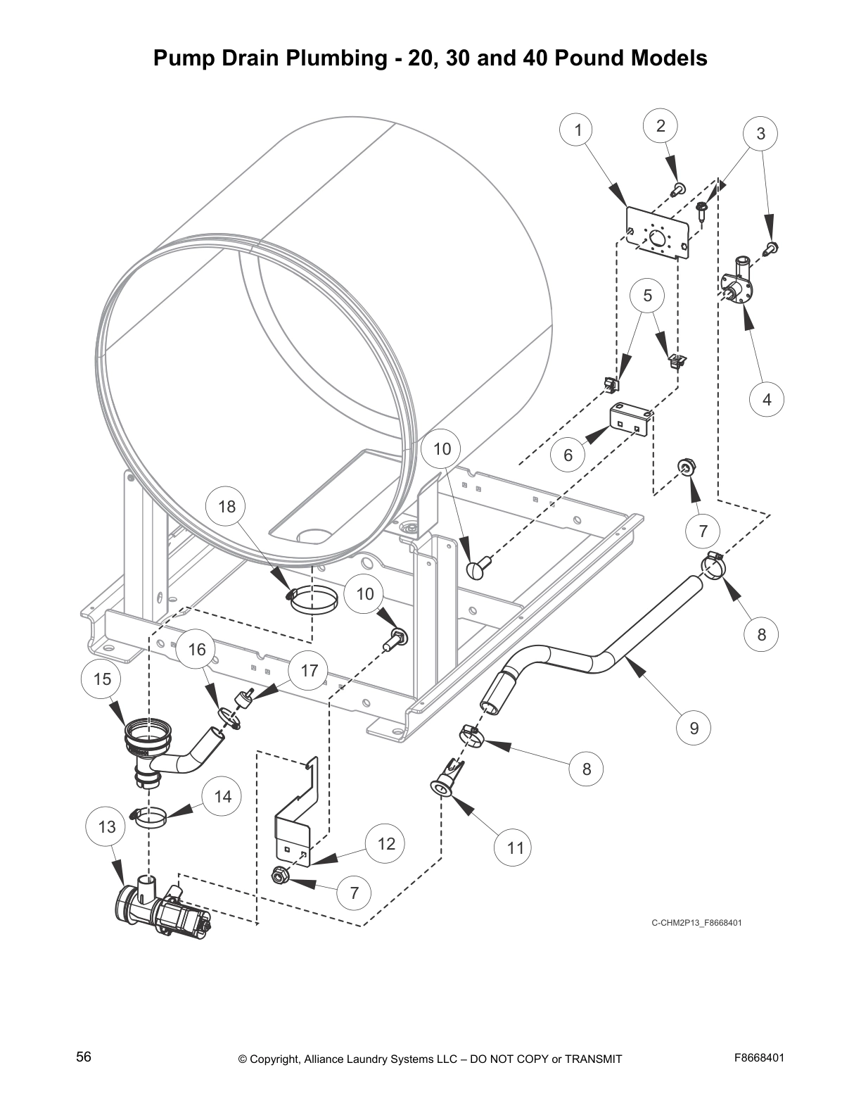 Pump Drain Plumbing - 20, 30 and 40 Pound Models