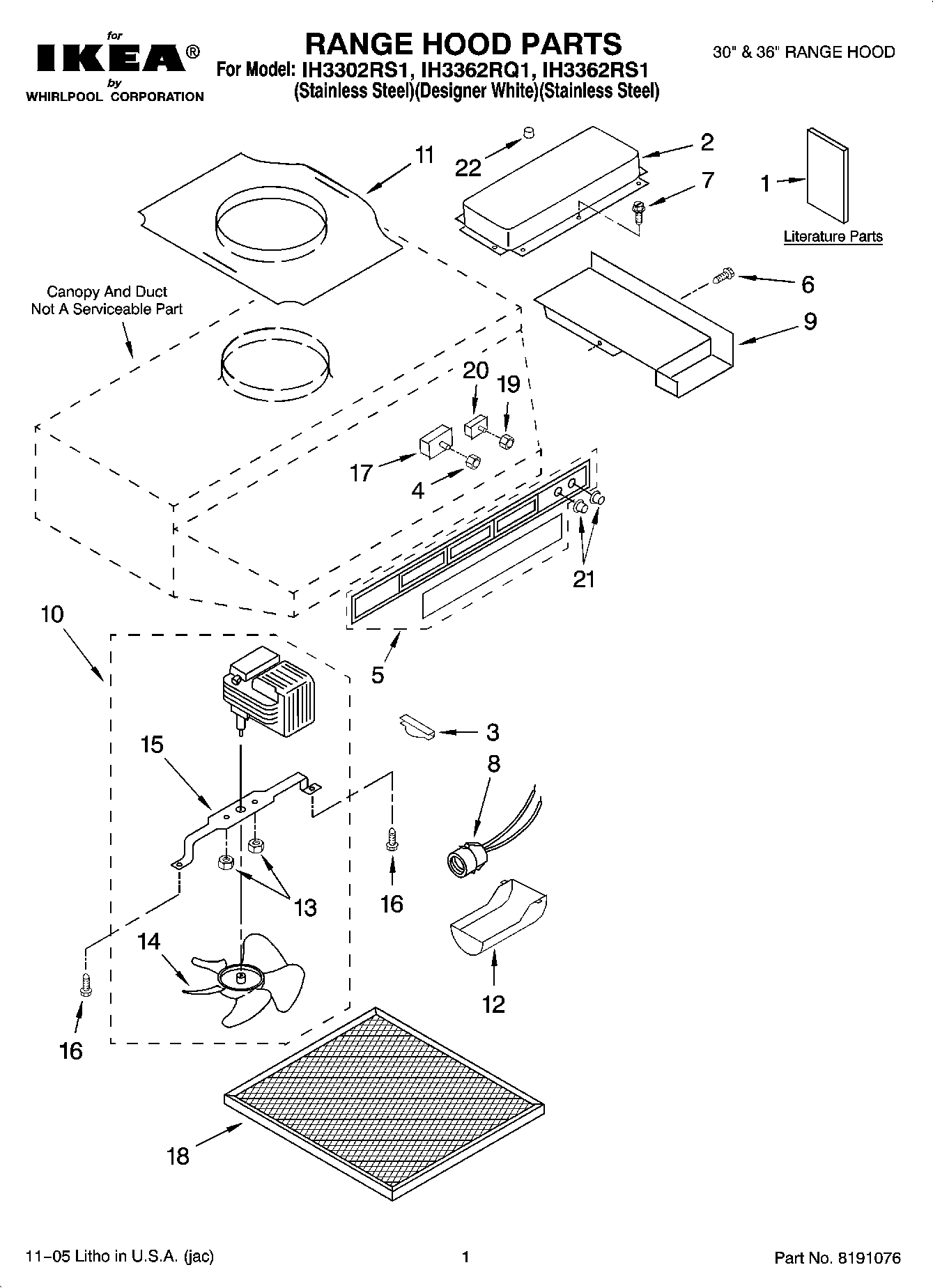 01 - RANGE HOOD PARTS
