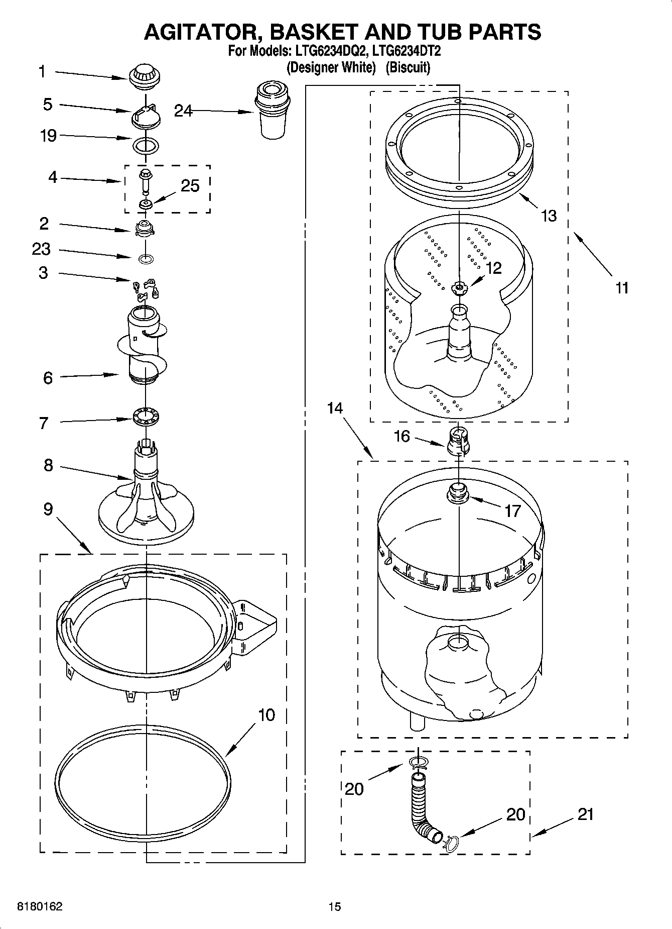 10 - AGITATOR, BASKET AND TUB PARTS
