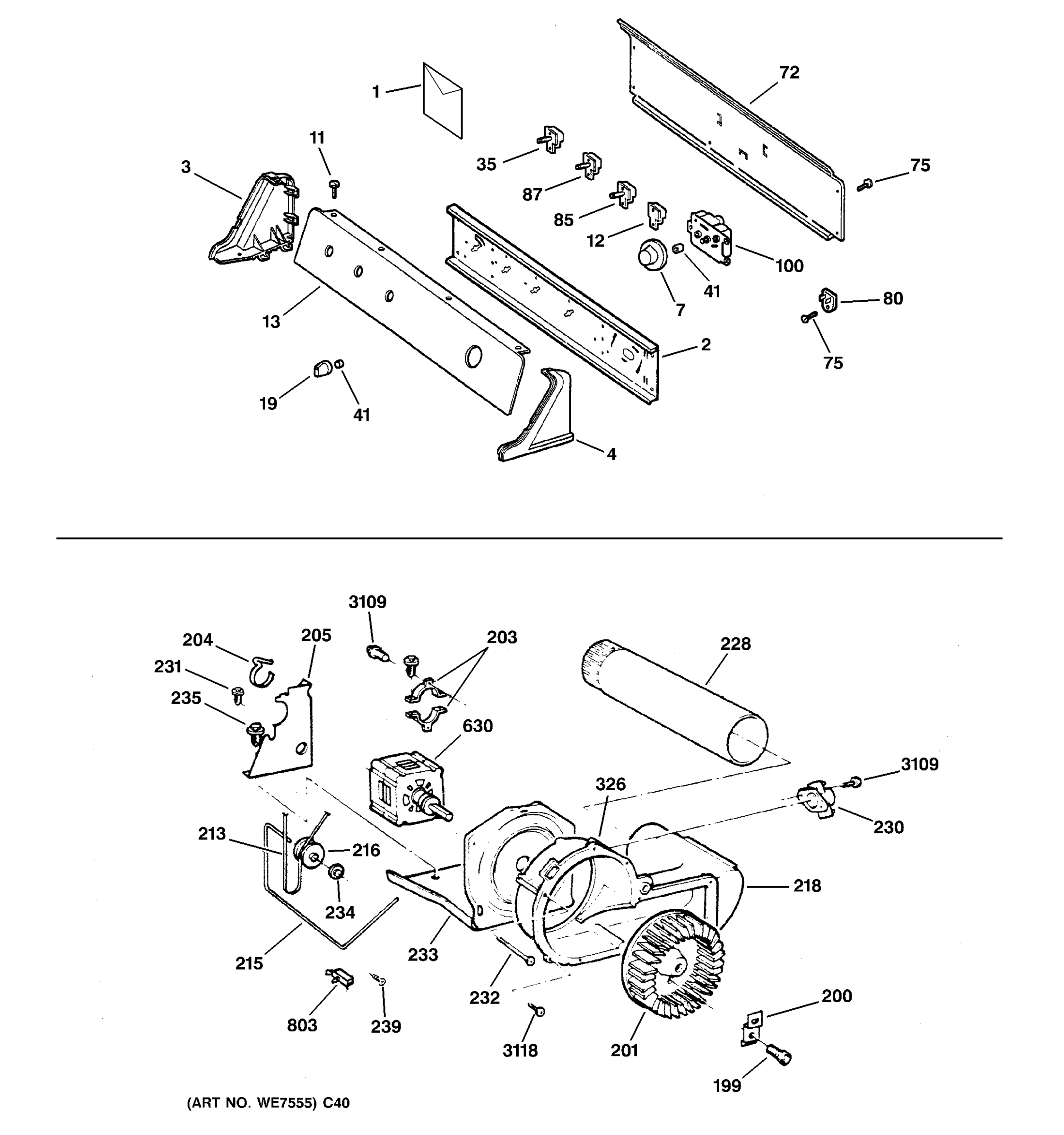 BACKSPLASH, BLOWER & MOTOR ASSEMBLY