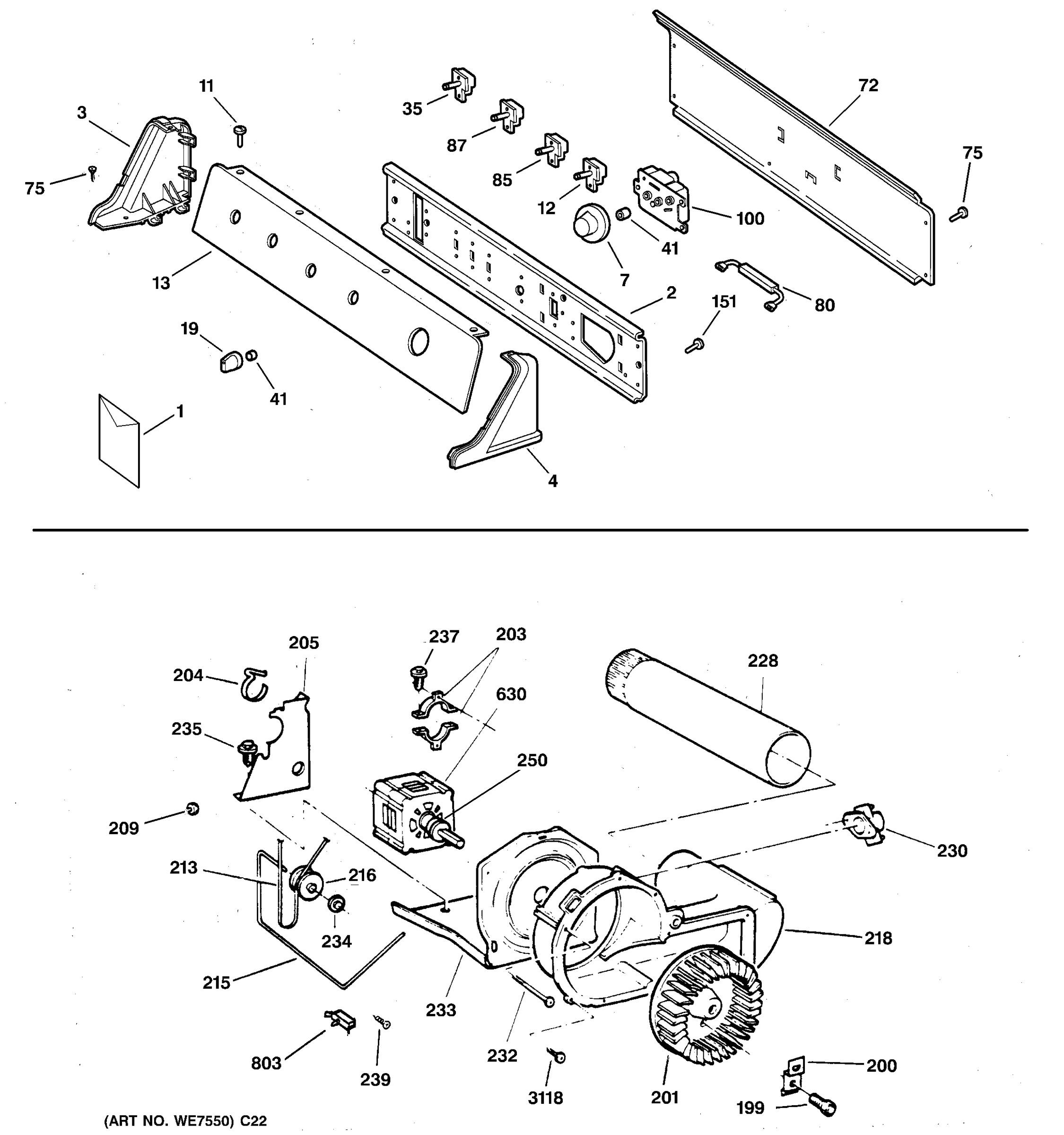 BACKSPLASH, BLOWER & MOTOR ASSEMBLY