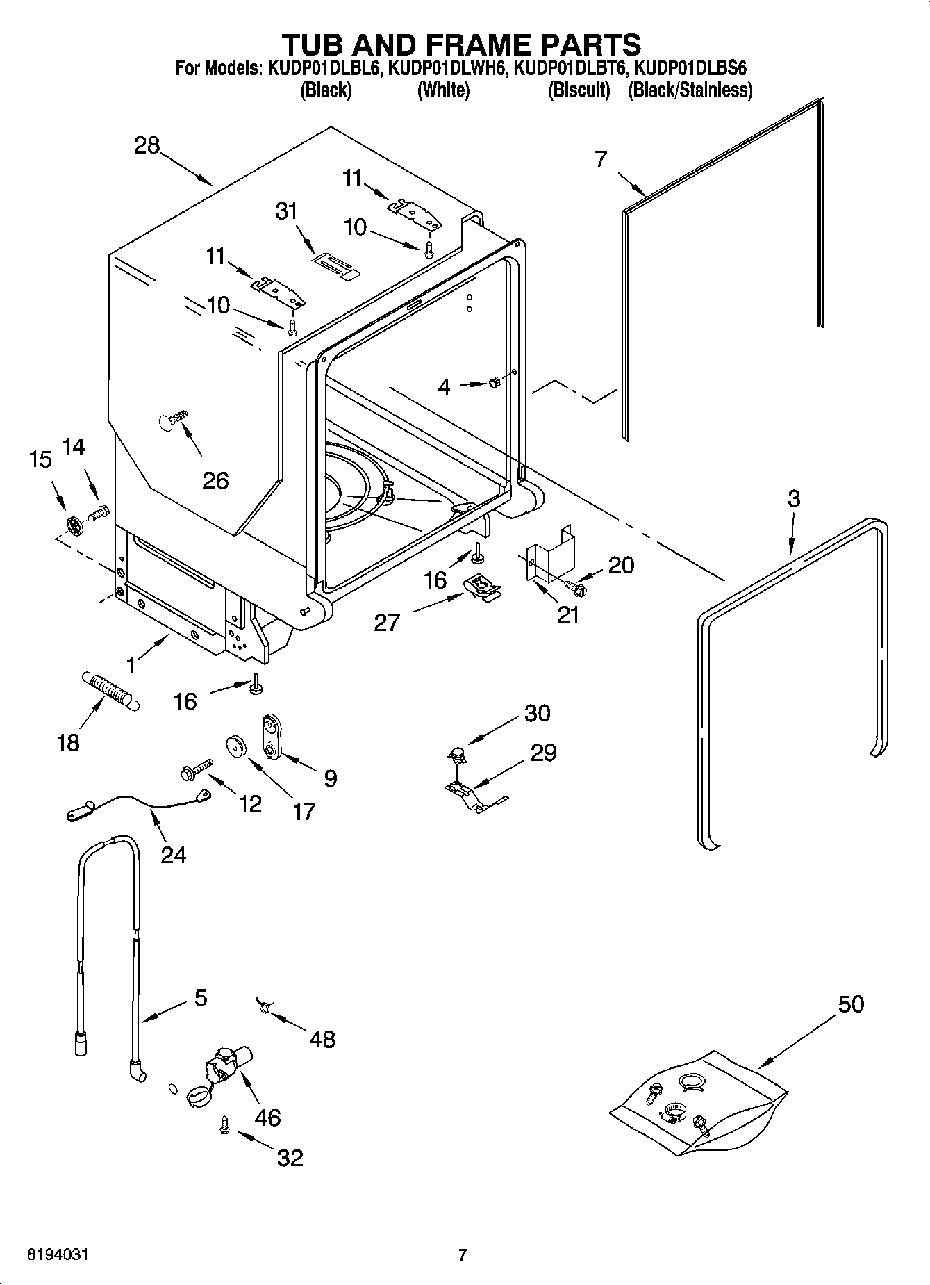 07 - TUB AND FRAME PARTS