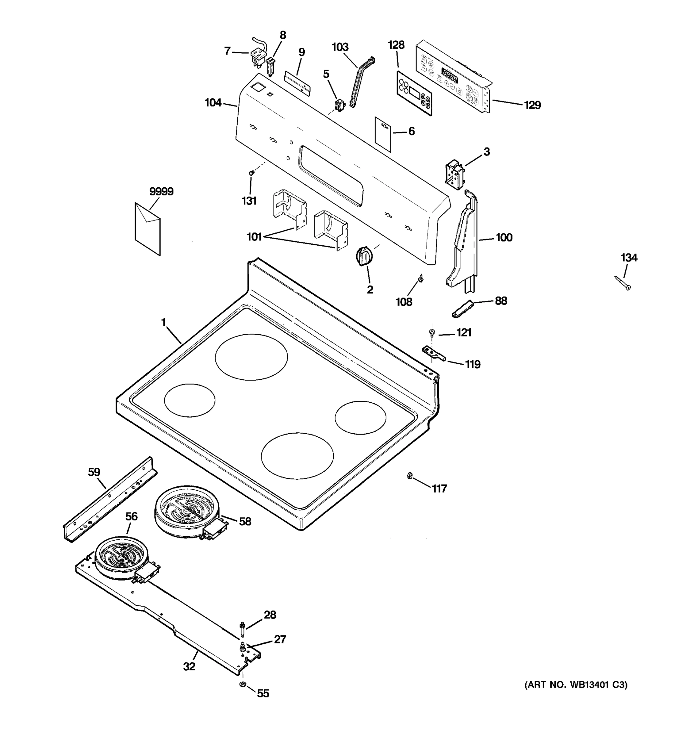 CONTROL PANEL & COOKTOP