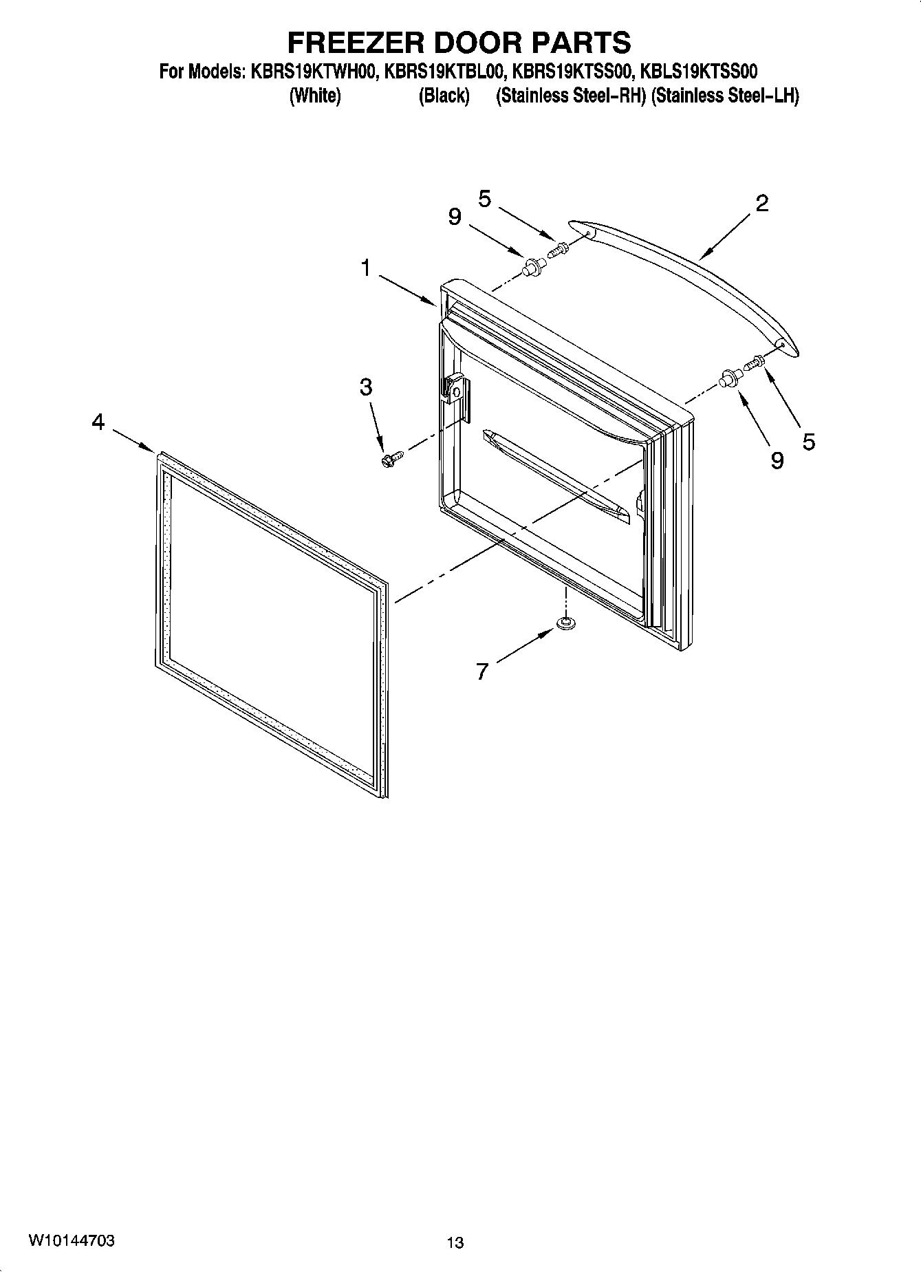 07 - FREEZER DOOR PARTS, OPTIONAL PARTS (NOT INCLUDED)