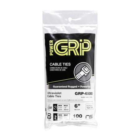6”, Black General Purpose 50lb Cable Ties, 100 Pack - NSI