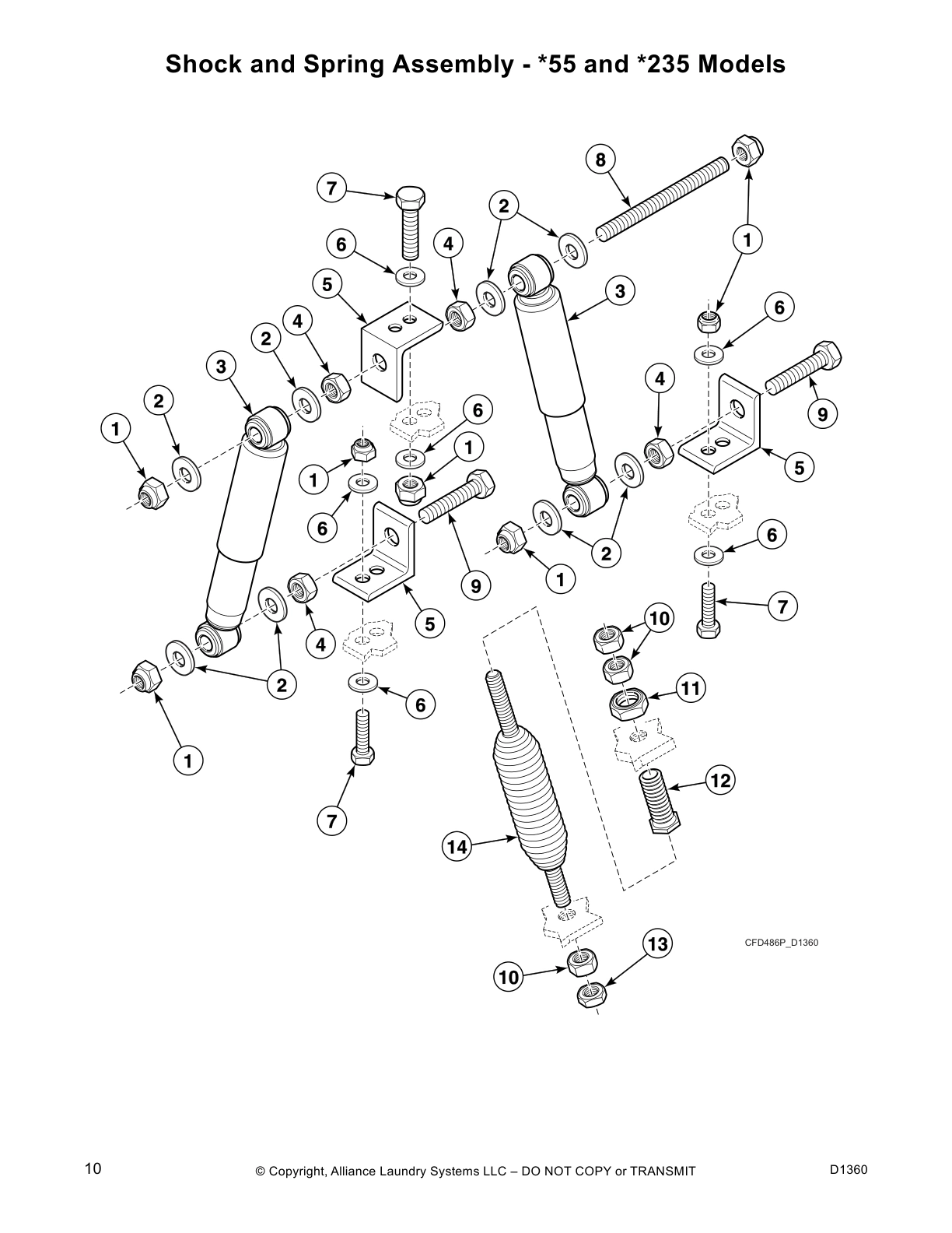 Shock and Spring Assembly - *55 and *235 Models