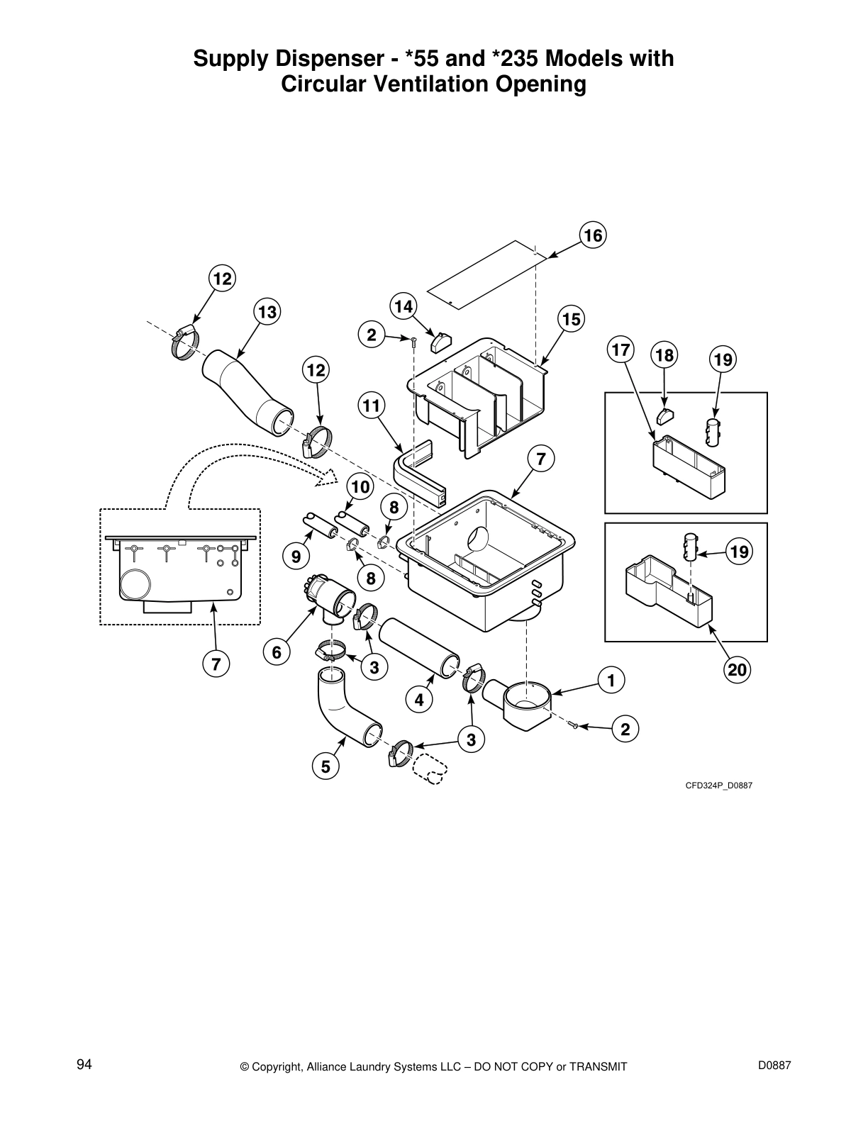 Supply Dispenser - *55 and *235 Models with 
Circular Ventilation Opening