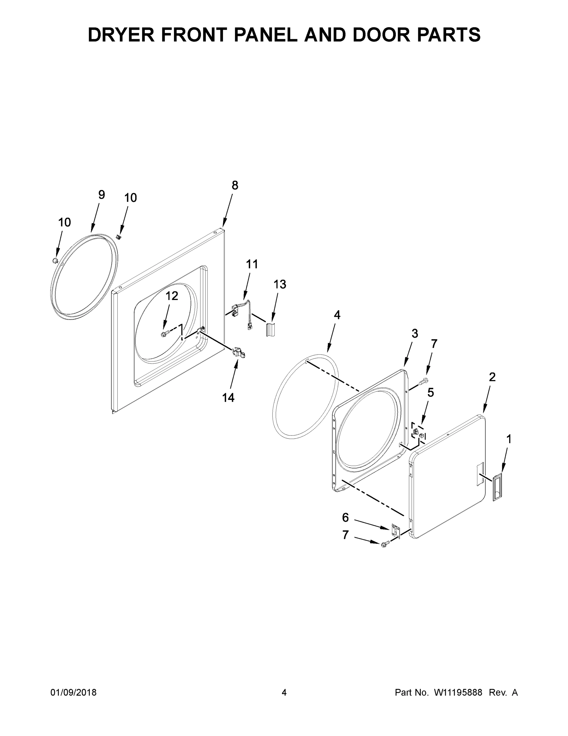 03 - DRYER FRONT PANEL AND DOOR PARTS