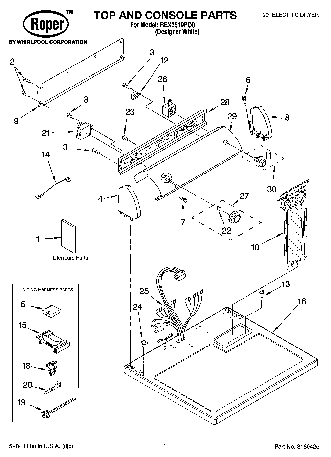 01 - TOP AND CONSOLE PARTS OPTIONAL PARTS (NOT INCLUDED)