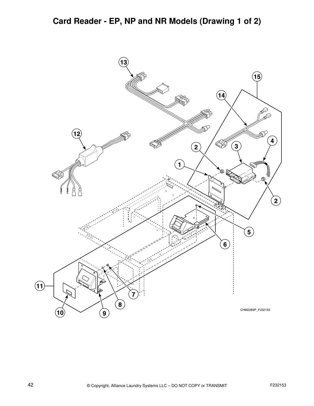 Card Reader - EP, NP and NR Models (Drawing 1 of 2)