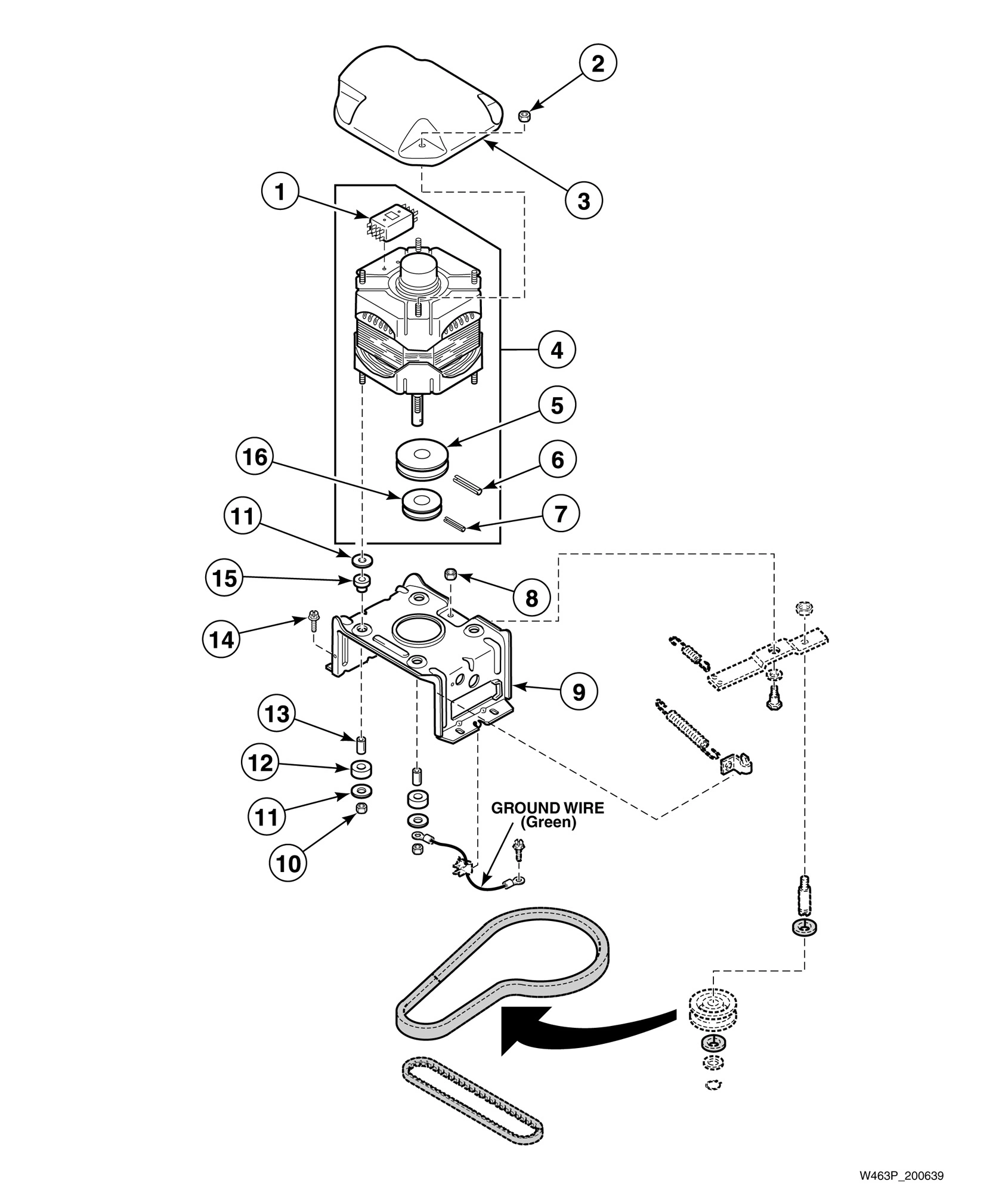 Motor and Mounting Bracket - Models Starting Serial No. C3486774