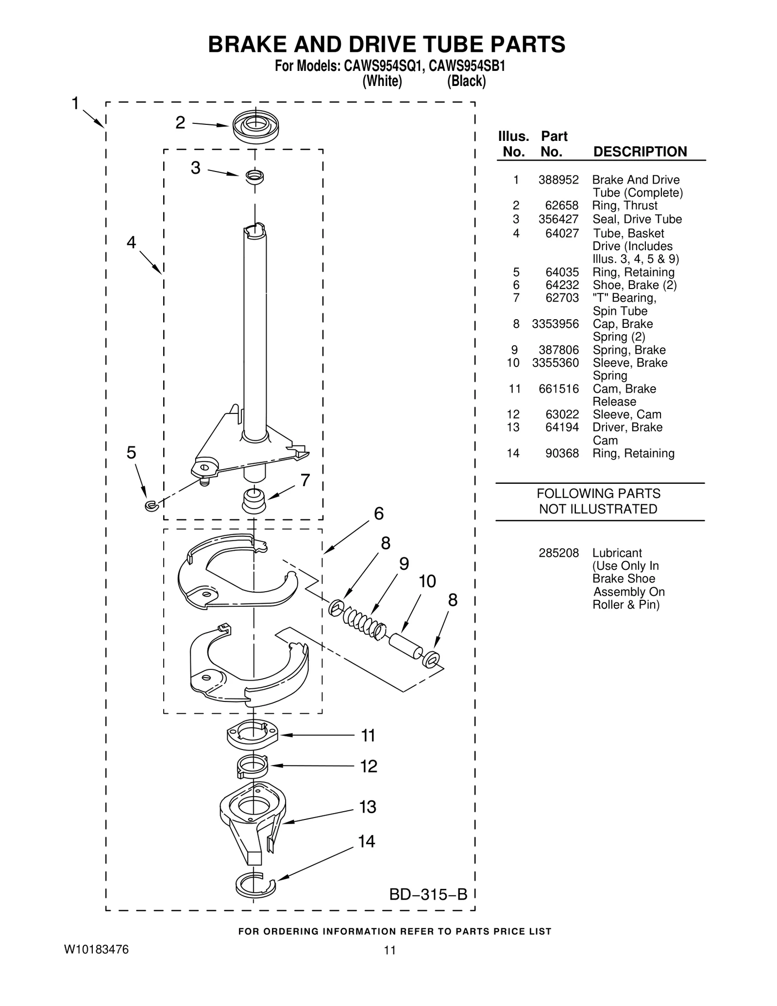 BRAKE AND DRIVE TUBE PARTS