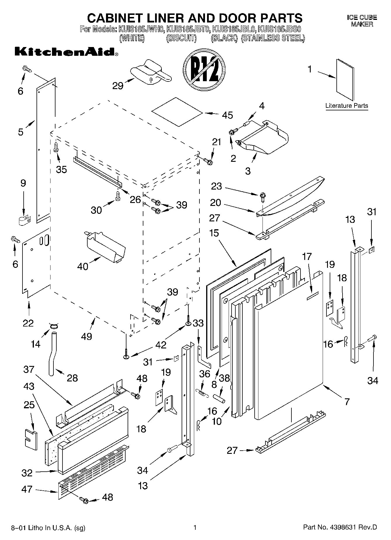 01 - CABINET LINER AND DOOR, LIT/OPTIONAL