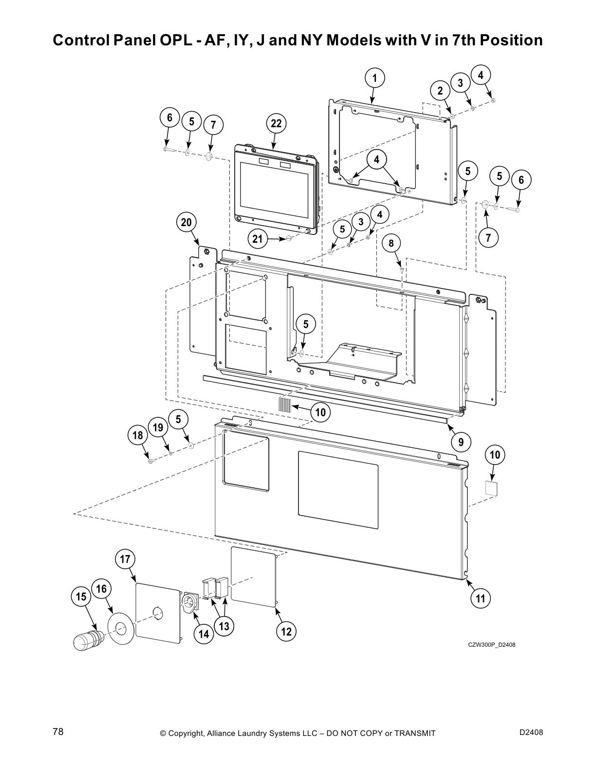 Control Panel OPL - AF, IY, J and NY Models with V in 7th Position