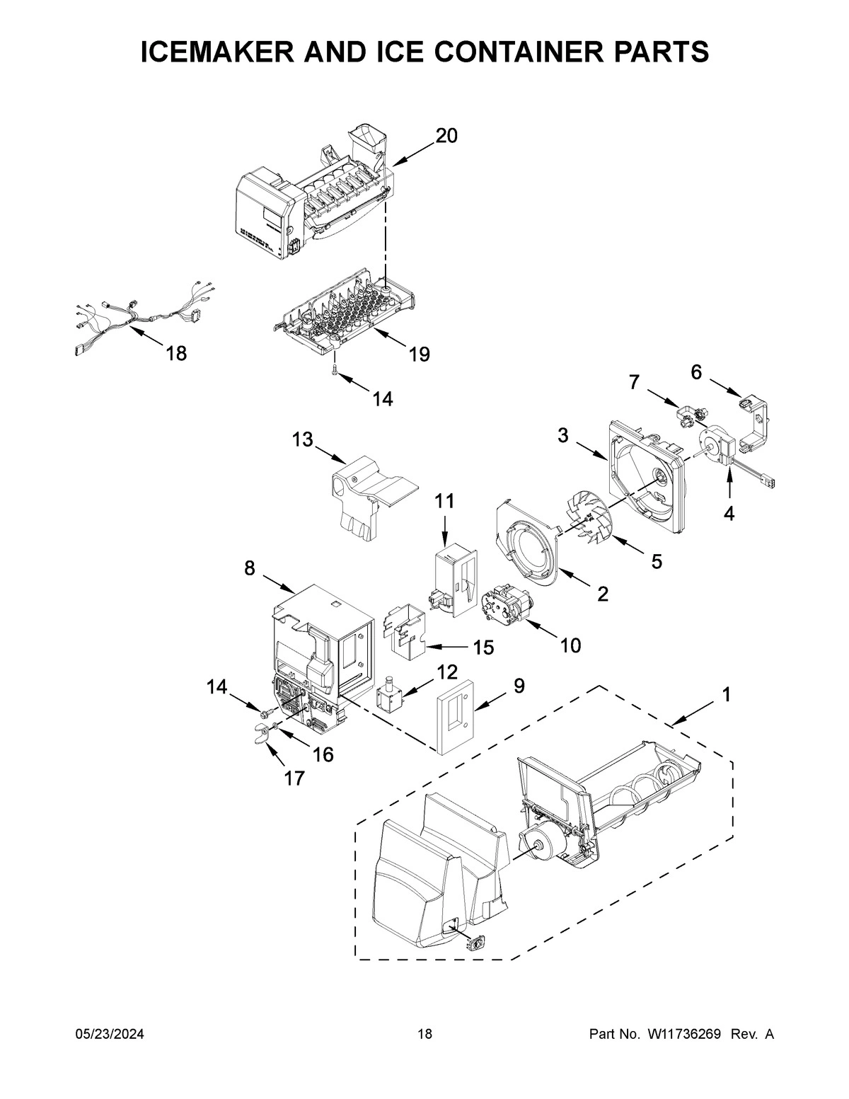 10 - ICEMAKER AND ICE CONTAINER PARTS