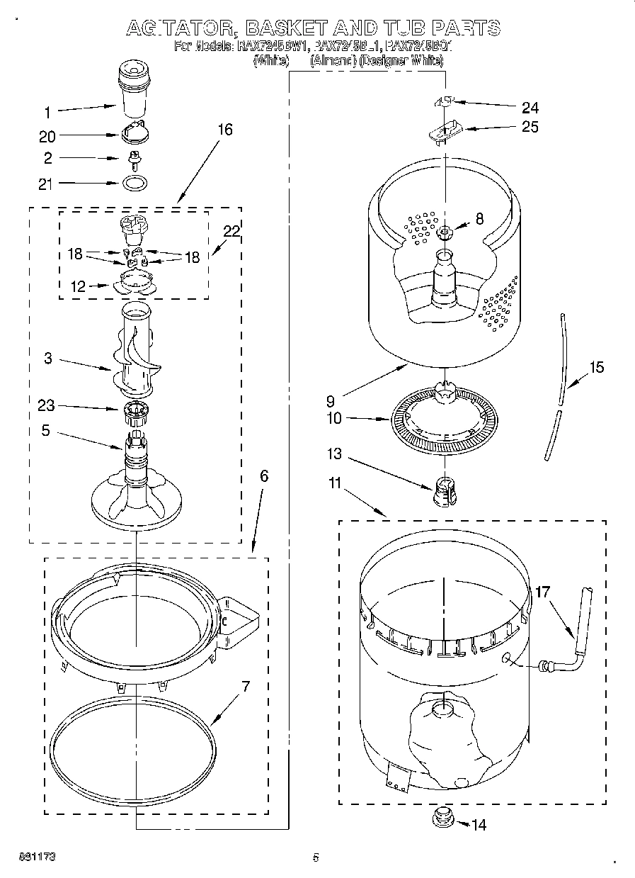 03 - AGITATOR, BASKET AND TUB