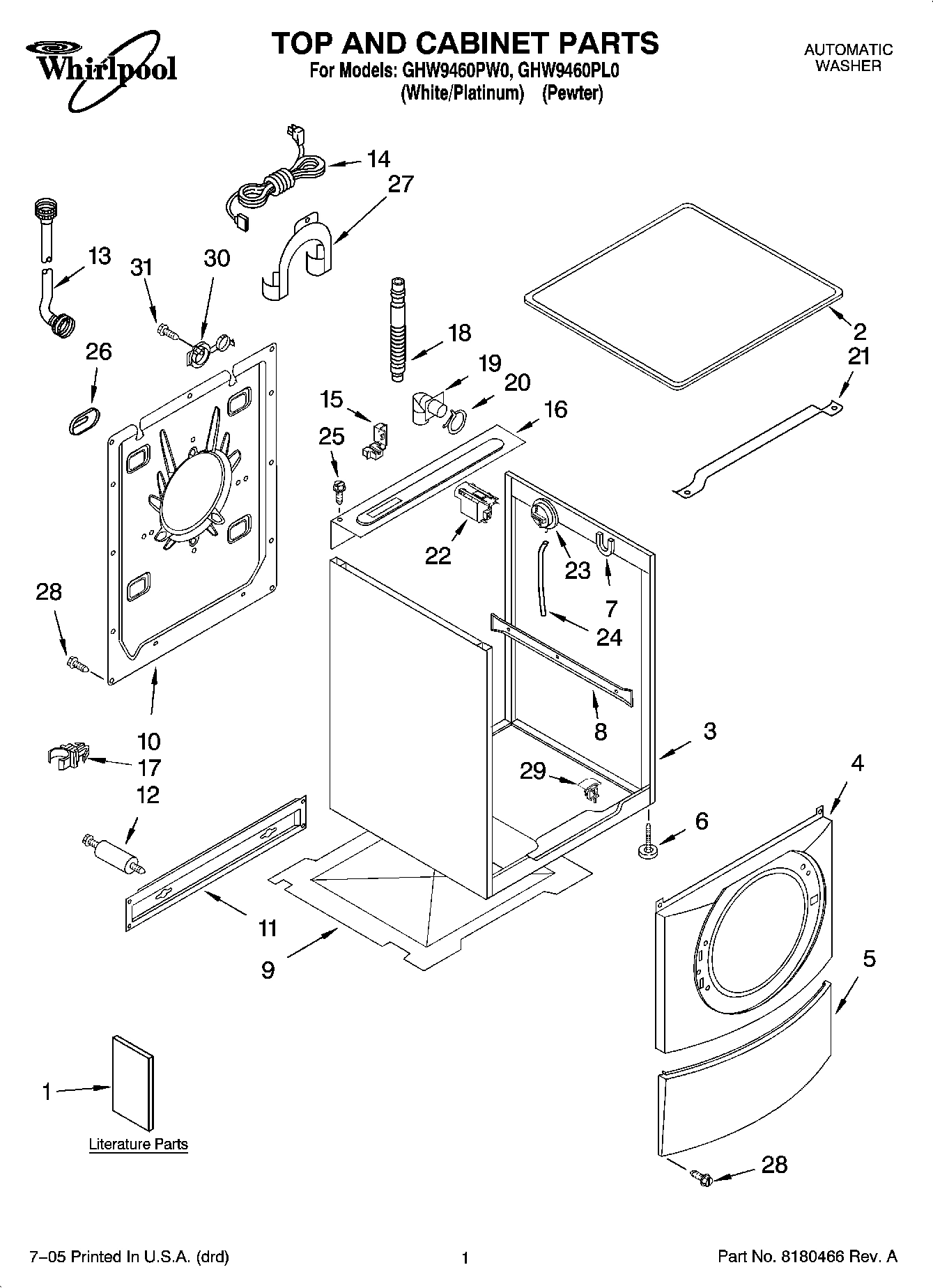 01 - TOP AND CABINET PARTS